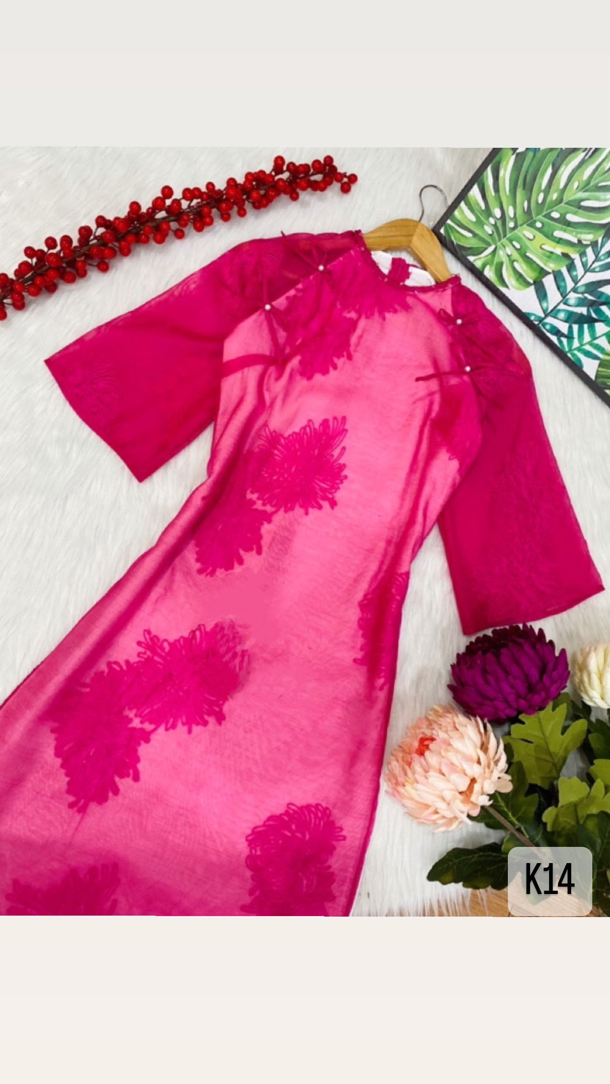 Pink Embroidery Ao Dai| K14