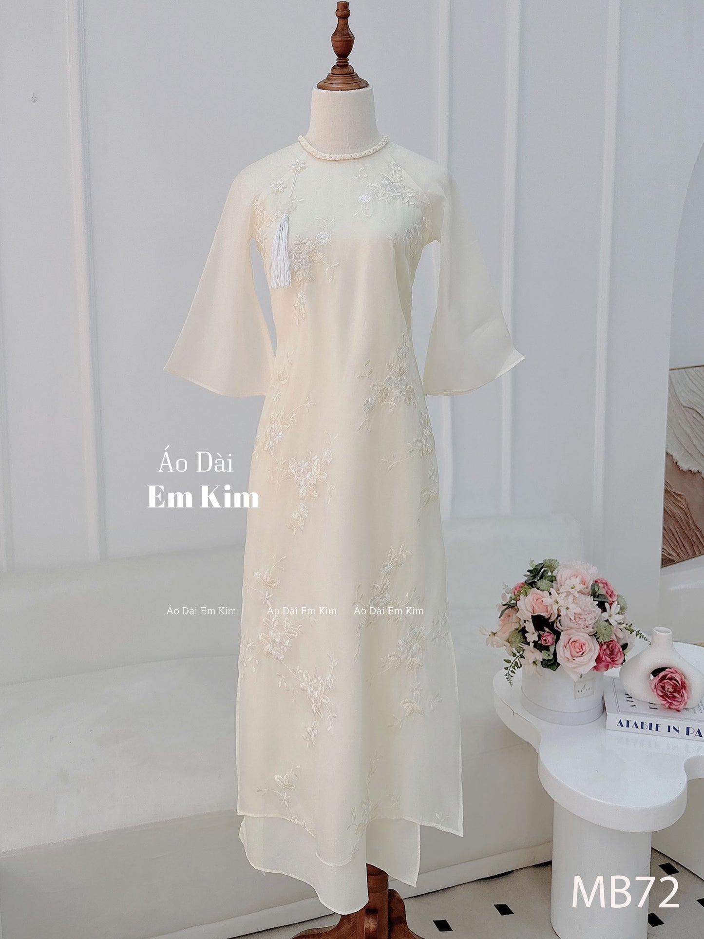 Mommy Daughter Cream embroidery matching dress MB77