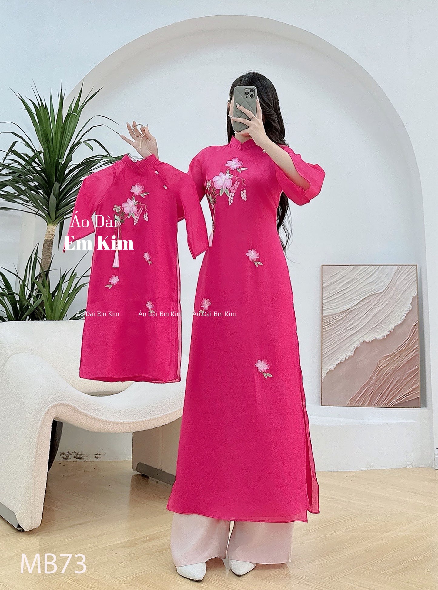 Mommy Daughter hot pink Flowers MB73