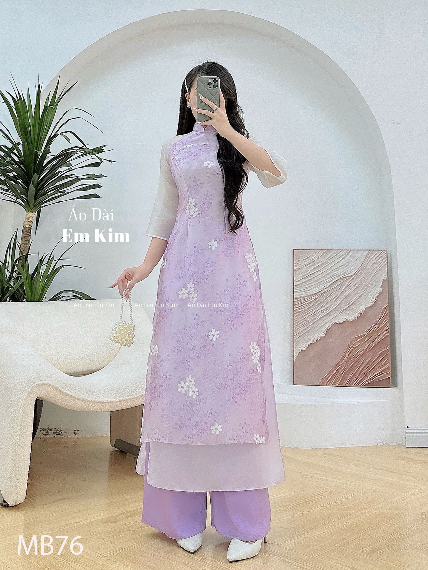 Mommy Daughter purple miniflowers  matching dress MB76