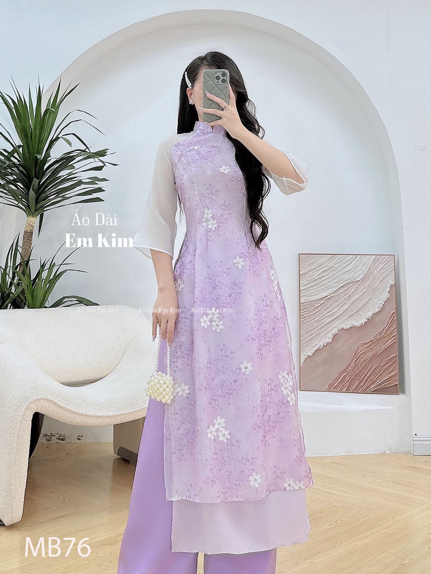 Mommy Daughter purple miniflowers  matching dress MB76