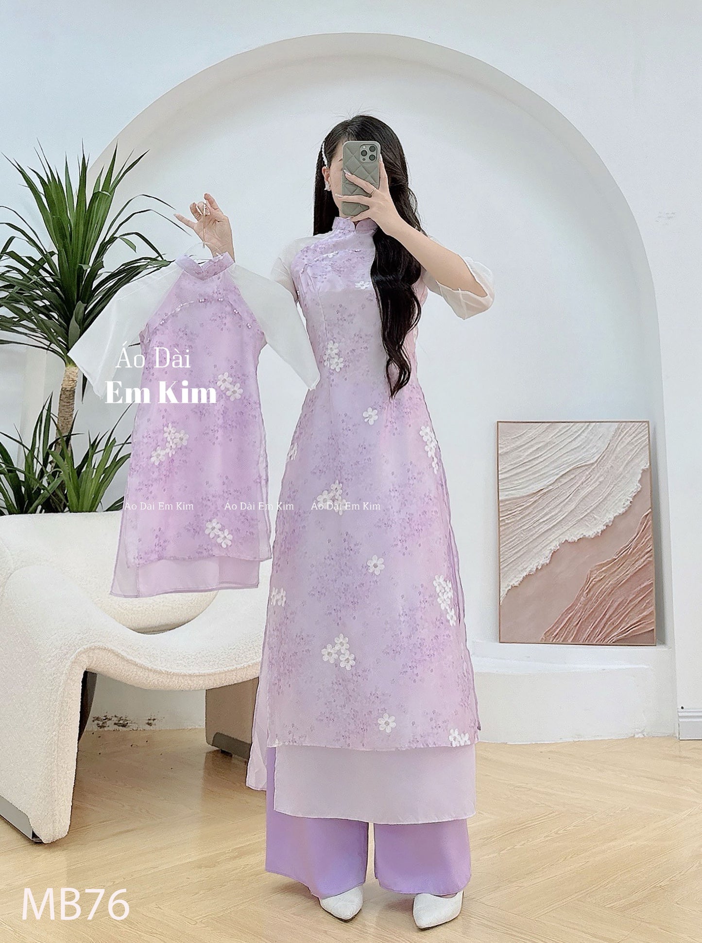 Mommy Daughter purple miniflowers  matching dress MB76