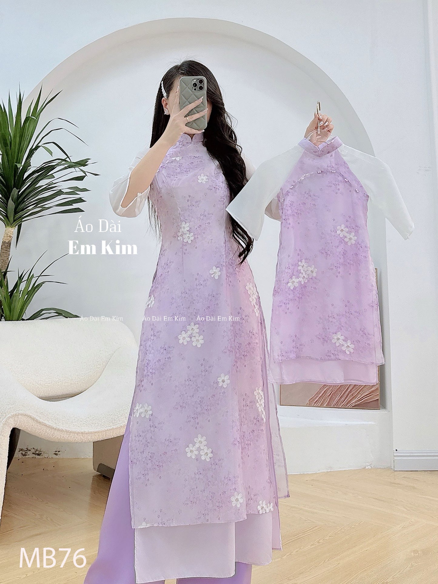 Mommy Daughter purple miniflowers  matching dress MB76