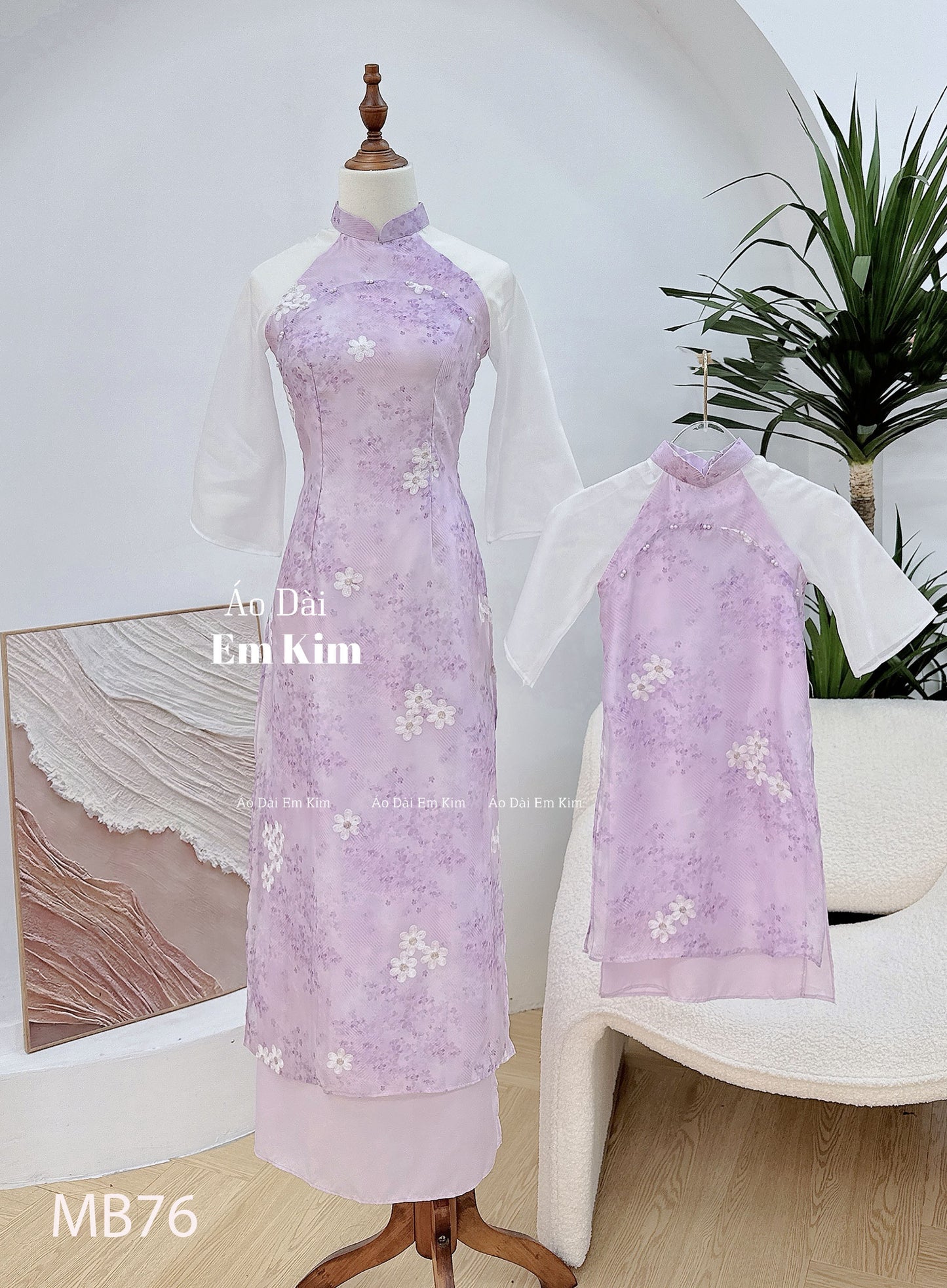 Mommy Daughter purple miniflowers  matching dress MB76