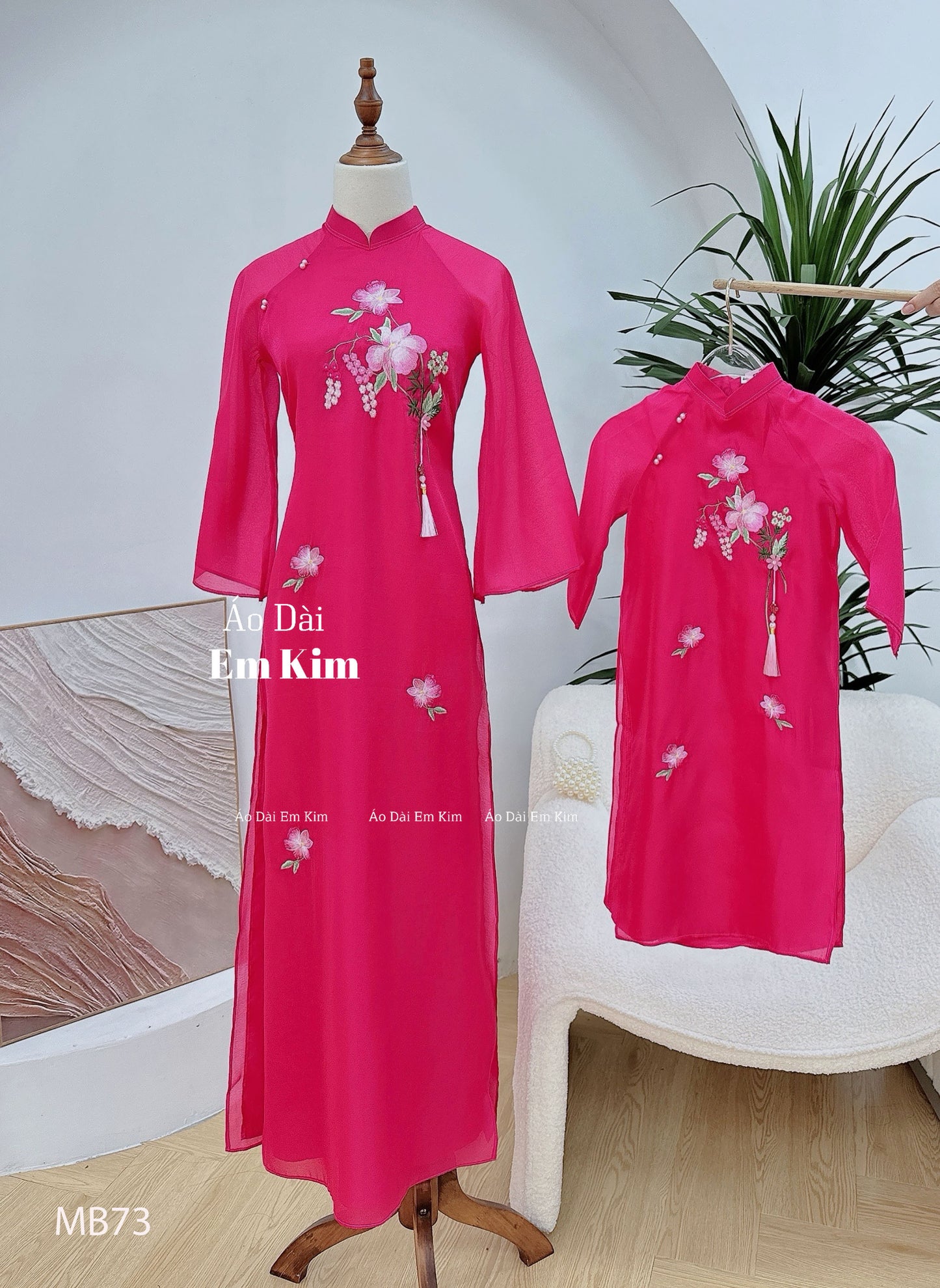 Mommy Daughter hot pink Flowers MB73