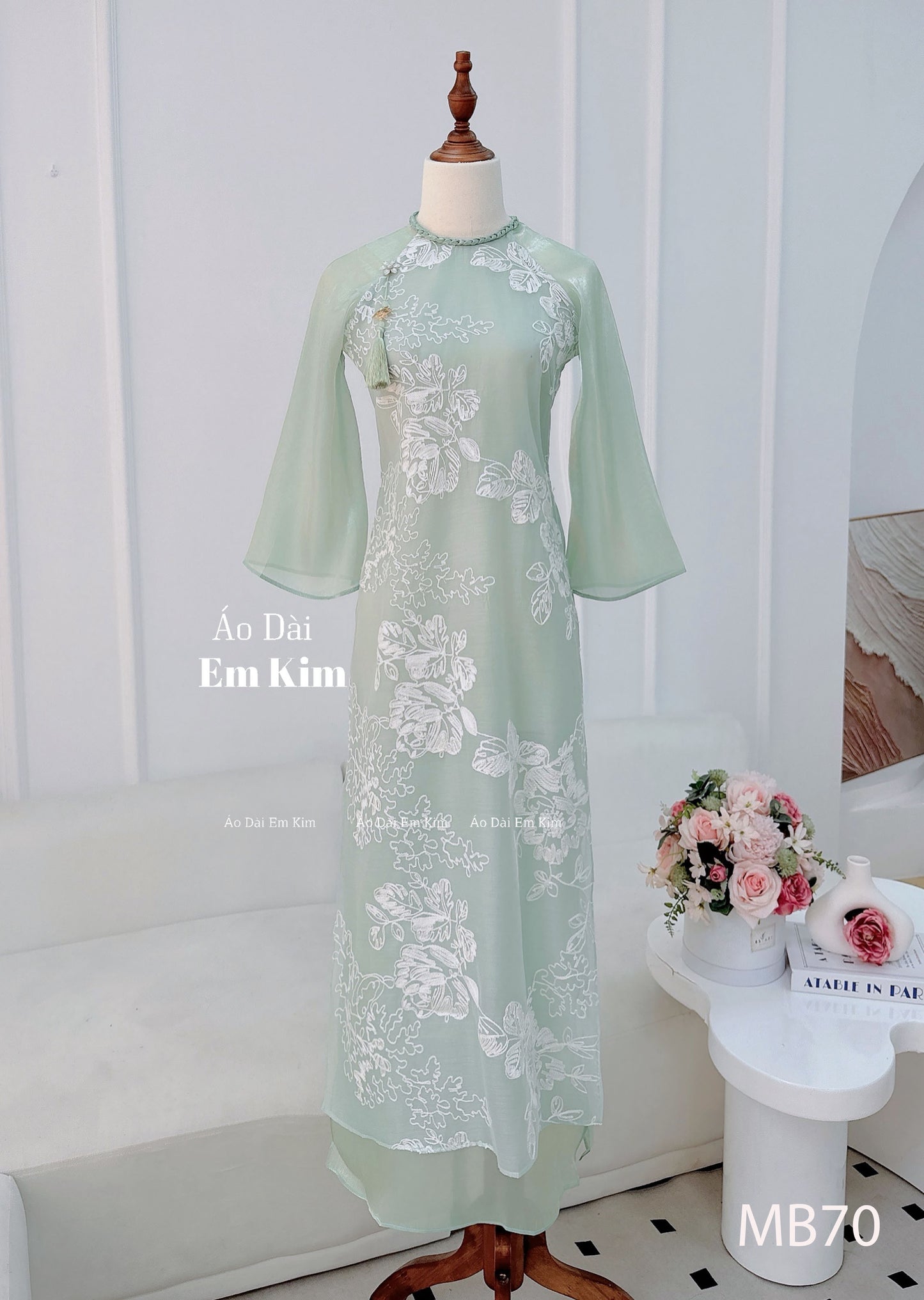 Mommy Daughter Mint embroidery matching dress MB78