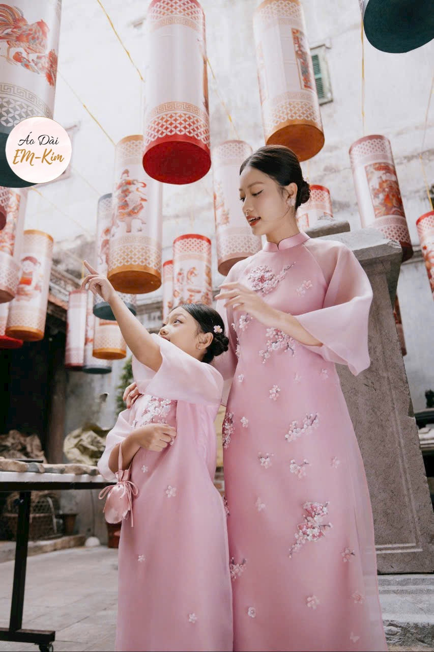 Mommy and me matching ao dai| Ao Dai Me va Be modern silk organza| | Lunar New Year| MB47