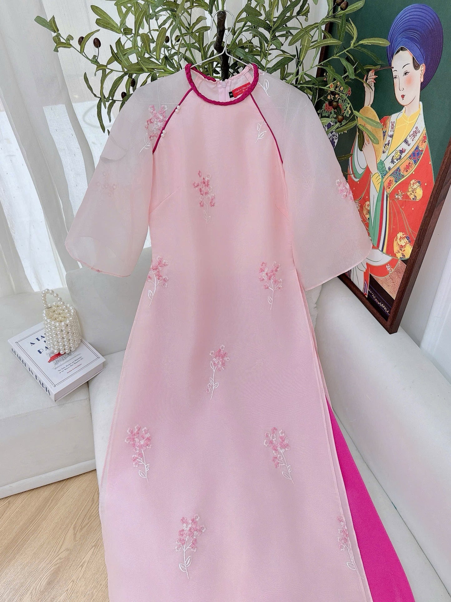 Mommy Daughter Pink  embroidery matching dress MB81