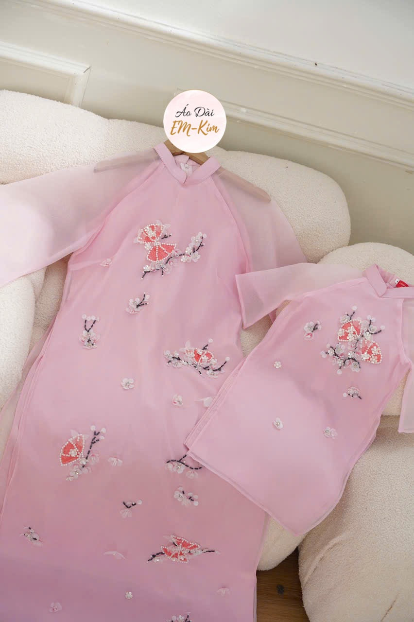 Mommy and me matching ao dai| Ao Dai Me va Be modern silk organza| | Lunar New Year| MB47