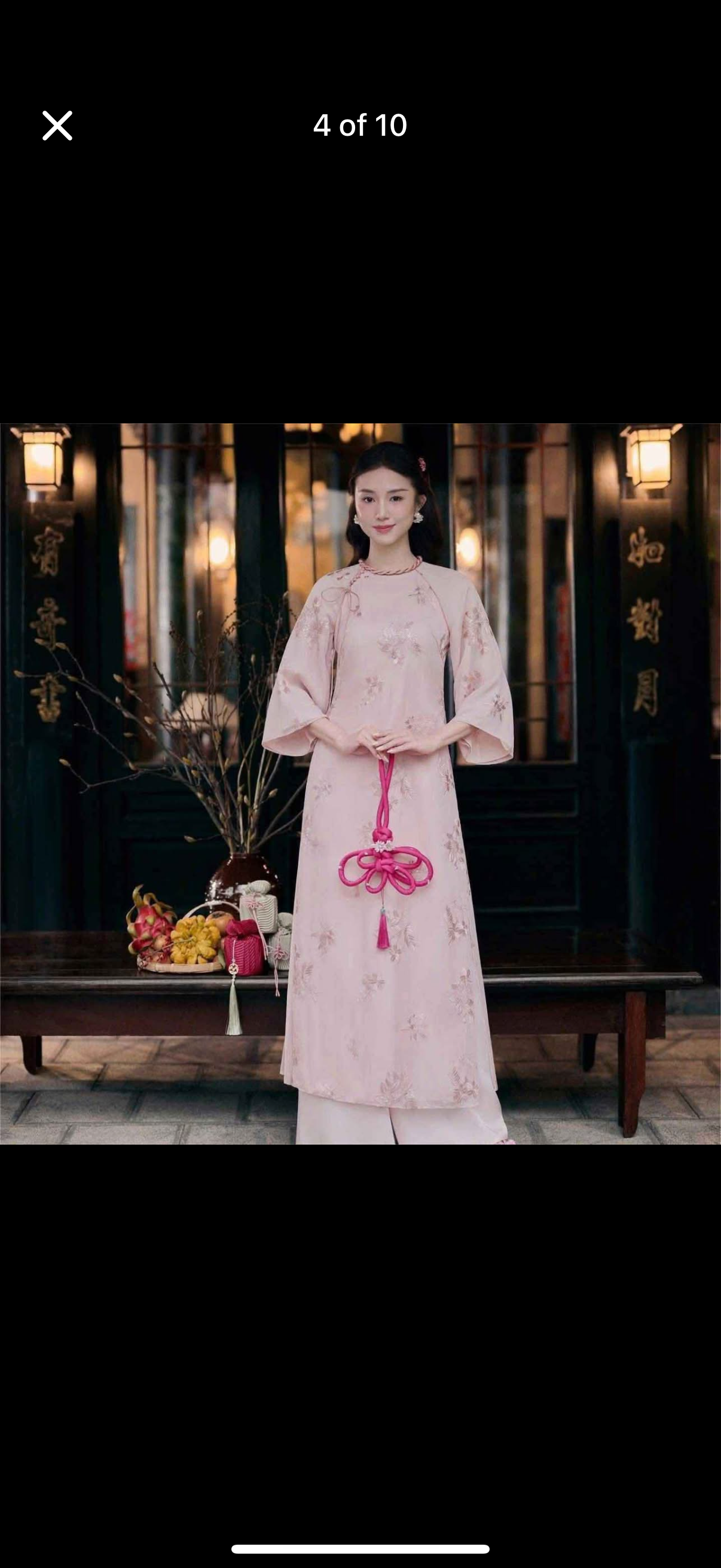 PInk embroidery  Ao Dai B33