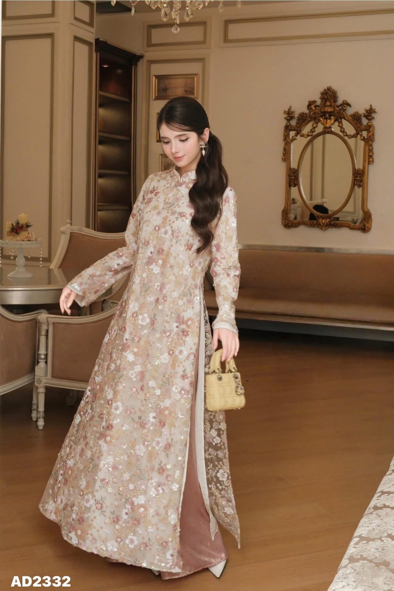 KIM SA PINK Ao Dài Cách Tân B44