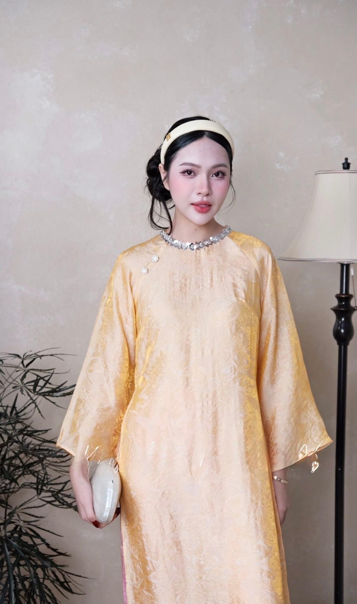 Gấm Tencel Yellow with gam pants C2 ( S-2XL)