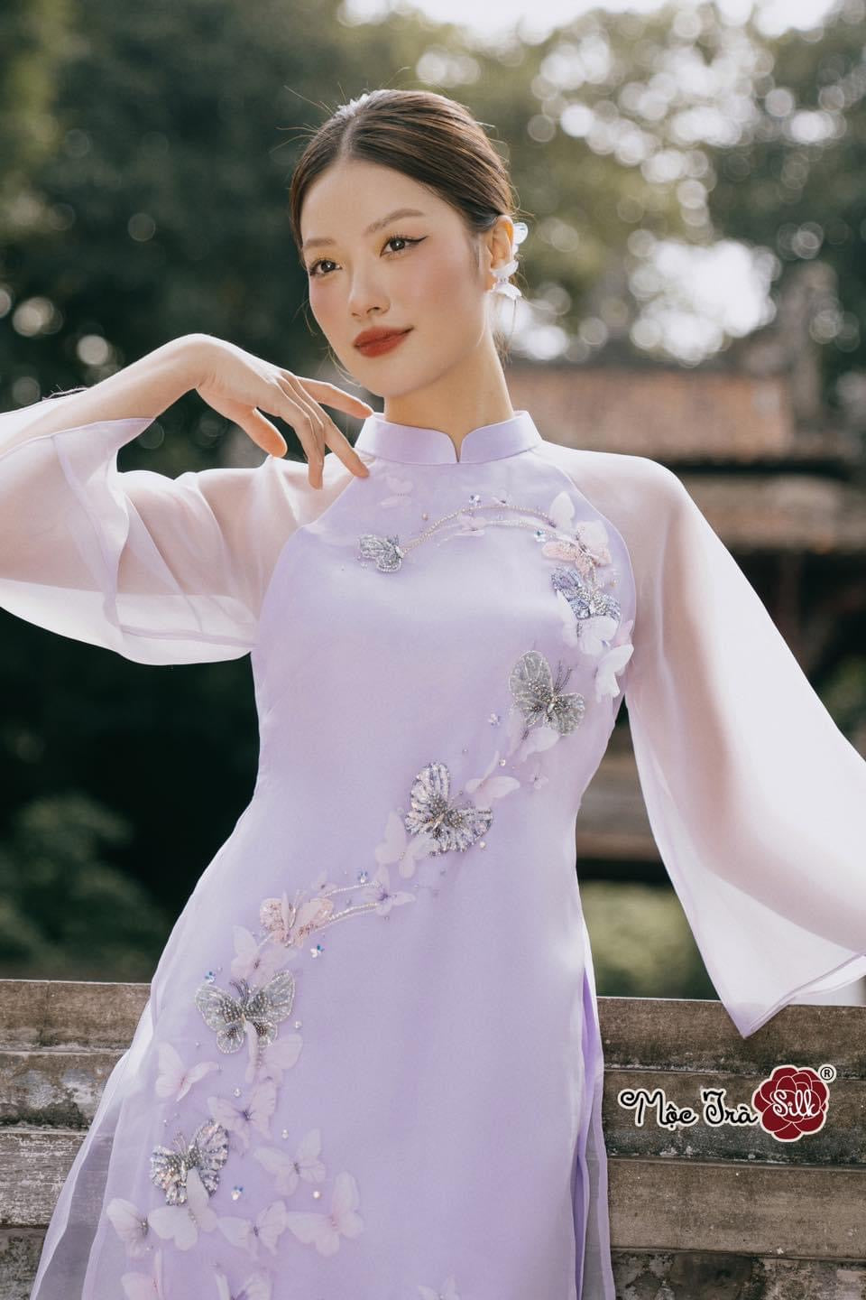 Purple Mommy and me matching ao dai set for women and girl| Ao Dai Me va Be modern silk organza| | Lunar New Year| MB49