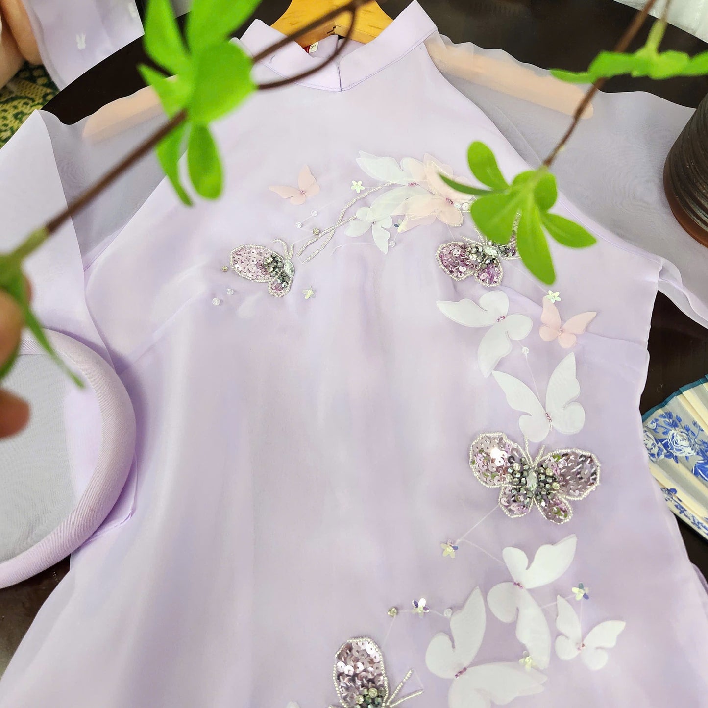 Purple Mommy and me matching ao dai set for women and girl| Ao Dai Me va Be modern silk organza| | Lunar New Year| MB49