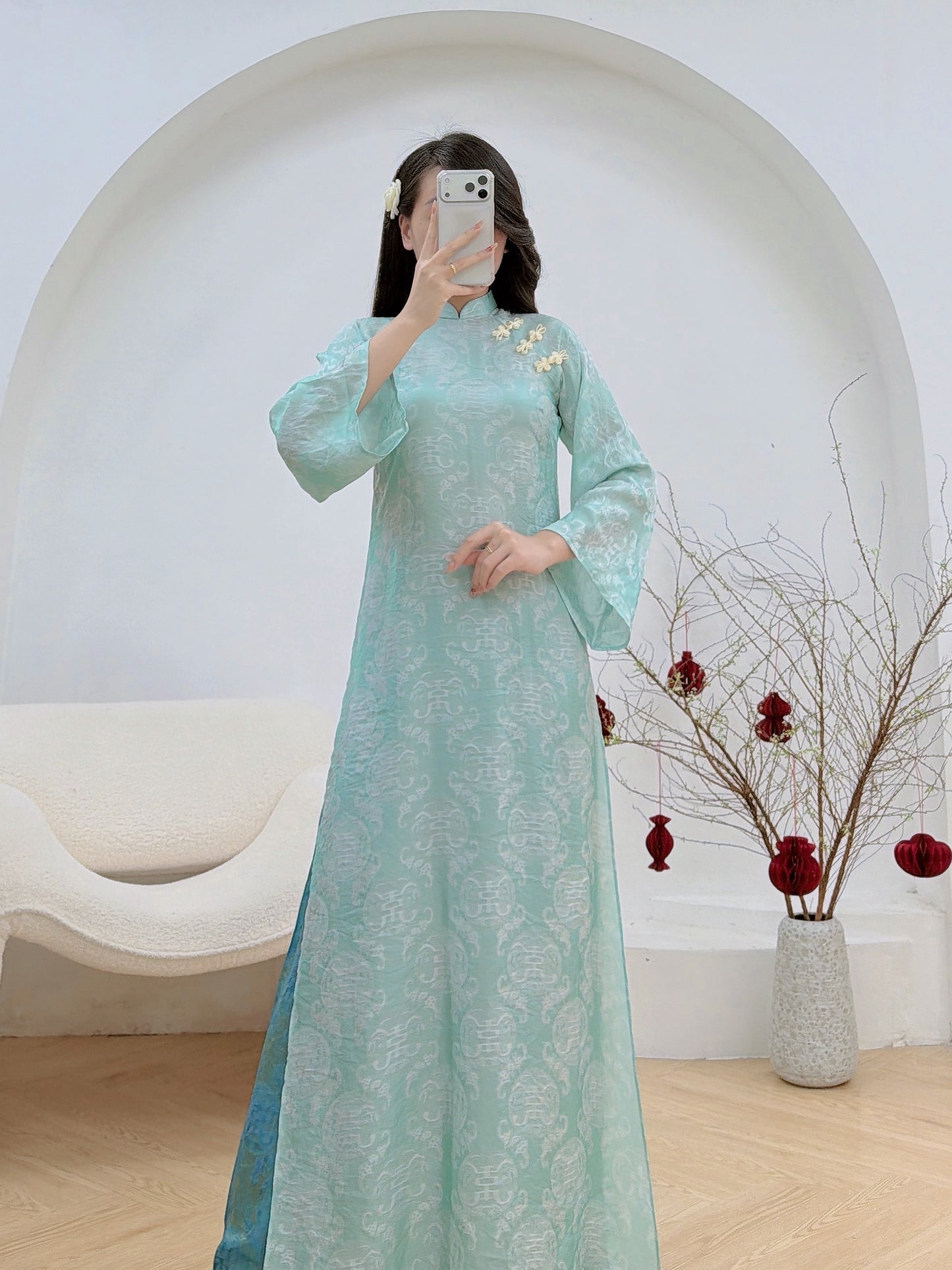 Gấm Thọ óng MINT  with gấm pants B48