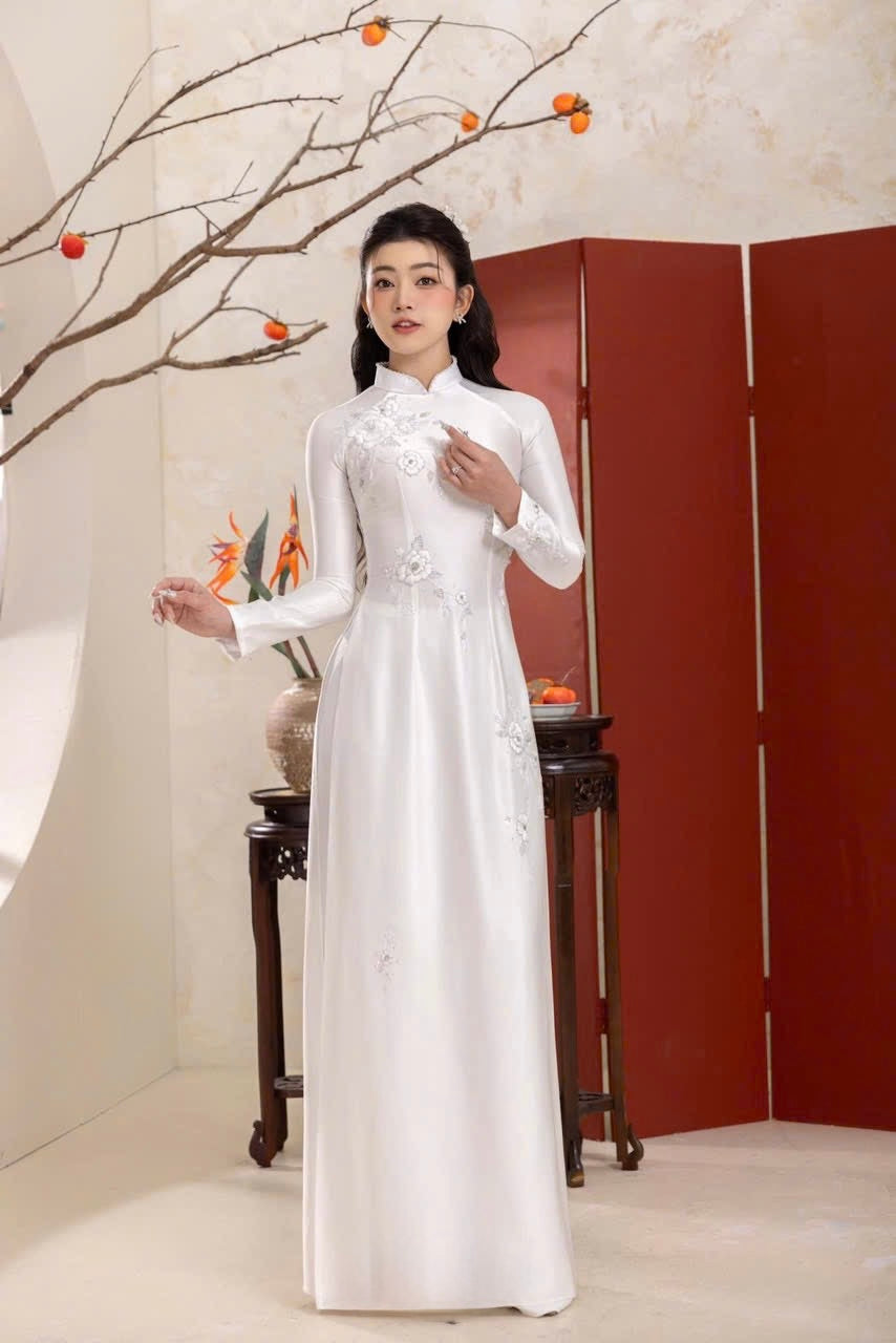 Ready to ship  - Bridal Ao Dai Red And White BL01