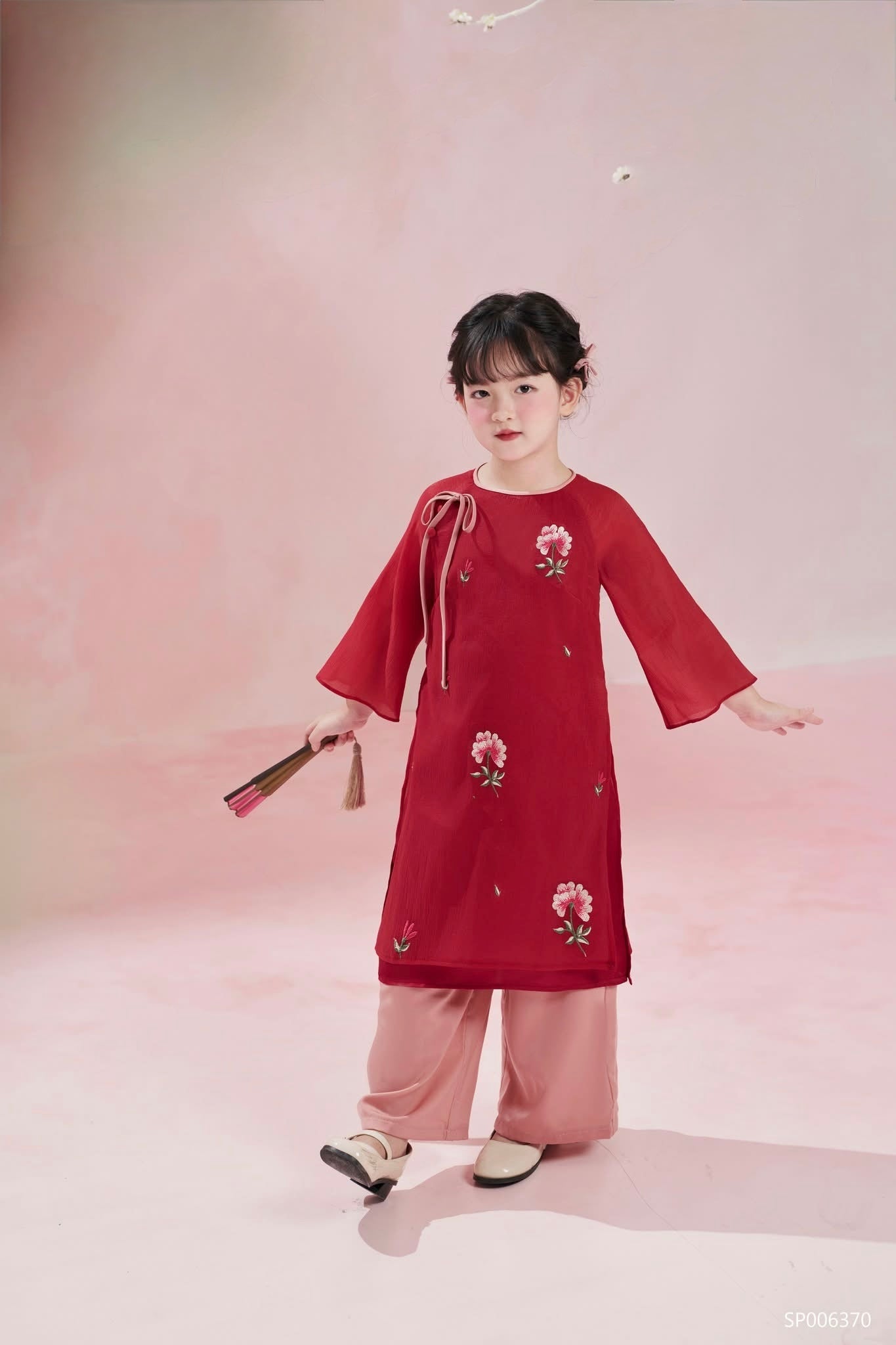 Ao dai for girl red S15