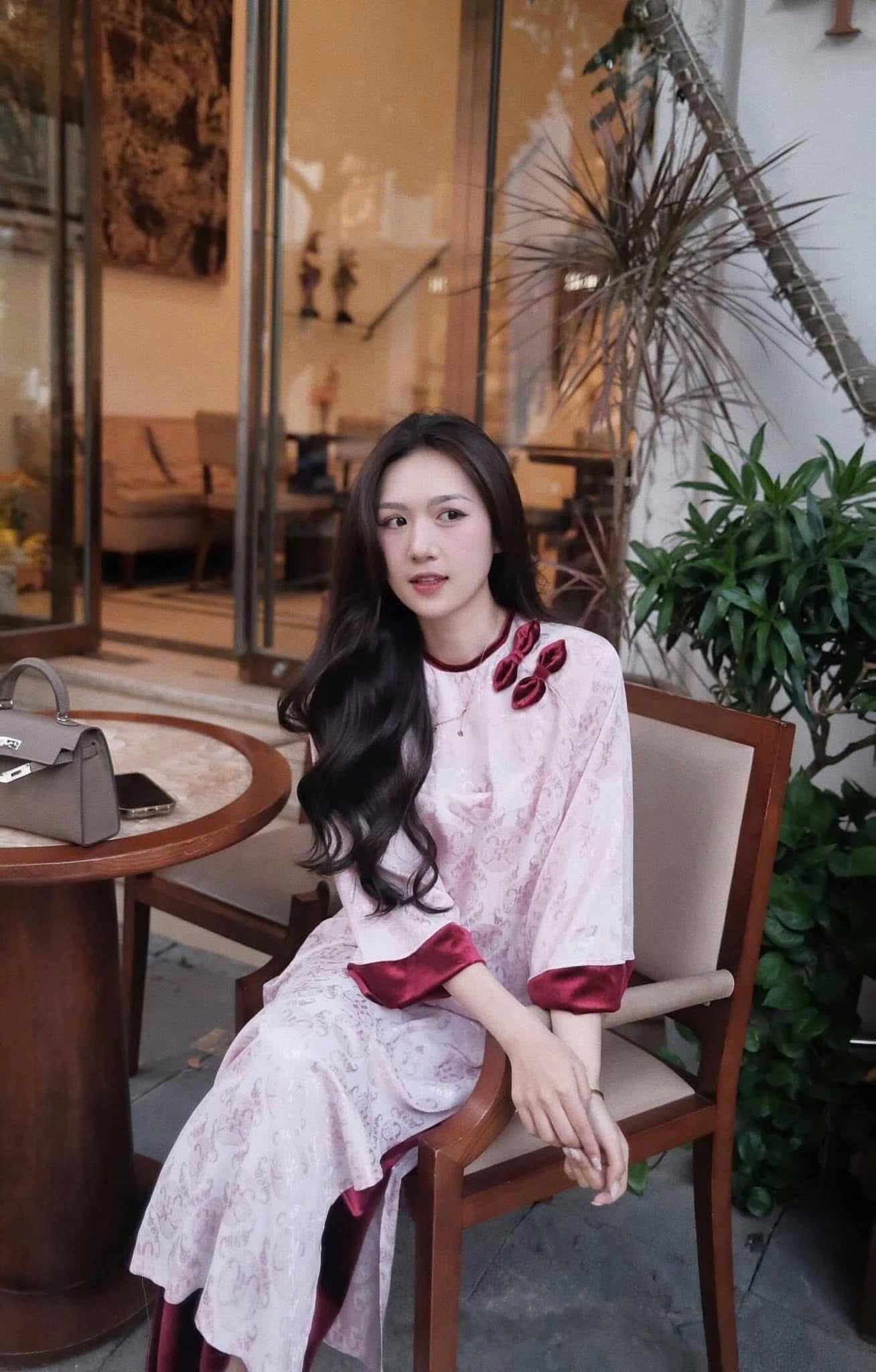 Pink and Red Gam Tho with Bow Ao Dai Set V20