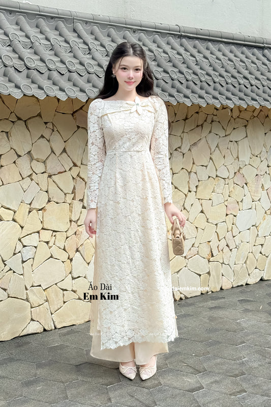 white Lace Ao Dai   B40