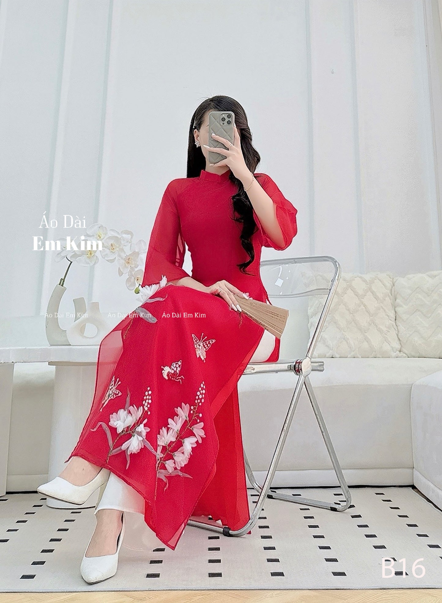 3D flower tapta hoa theu Ao Dai |B16