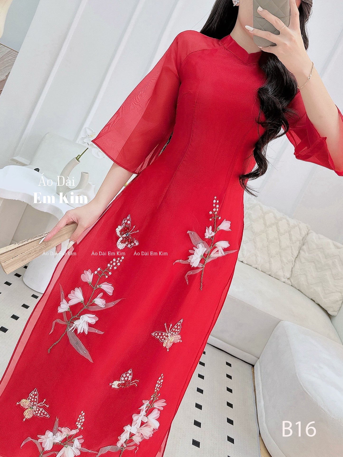 3D flower tapta hoa theu Ao Dai |B16