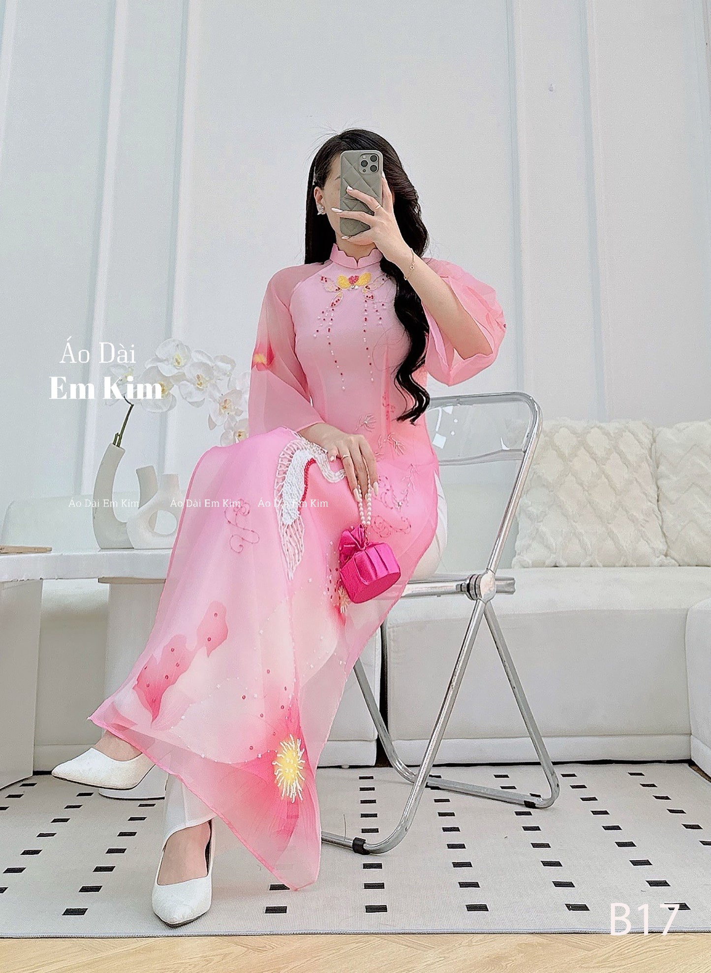 Pink tapta design Modern Ao Dai |B17