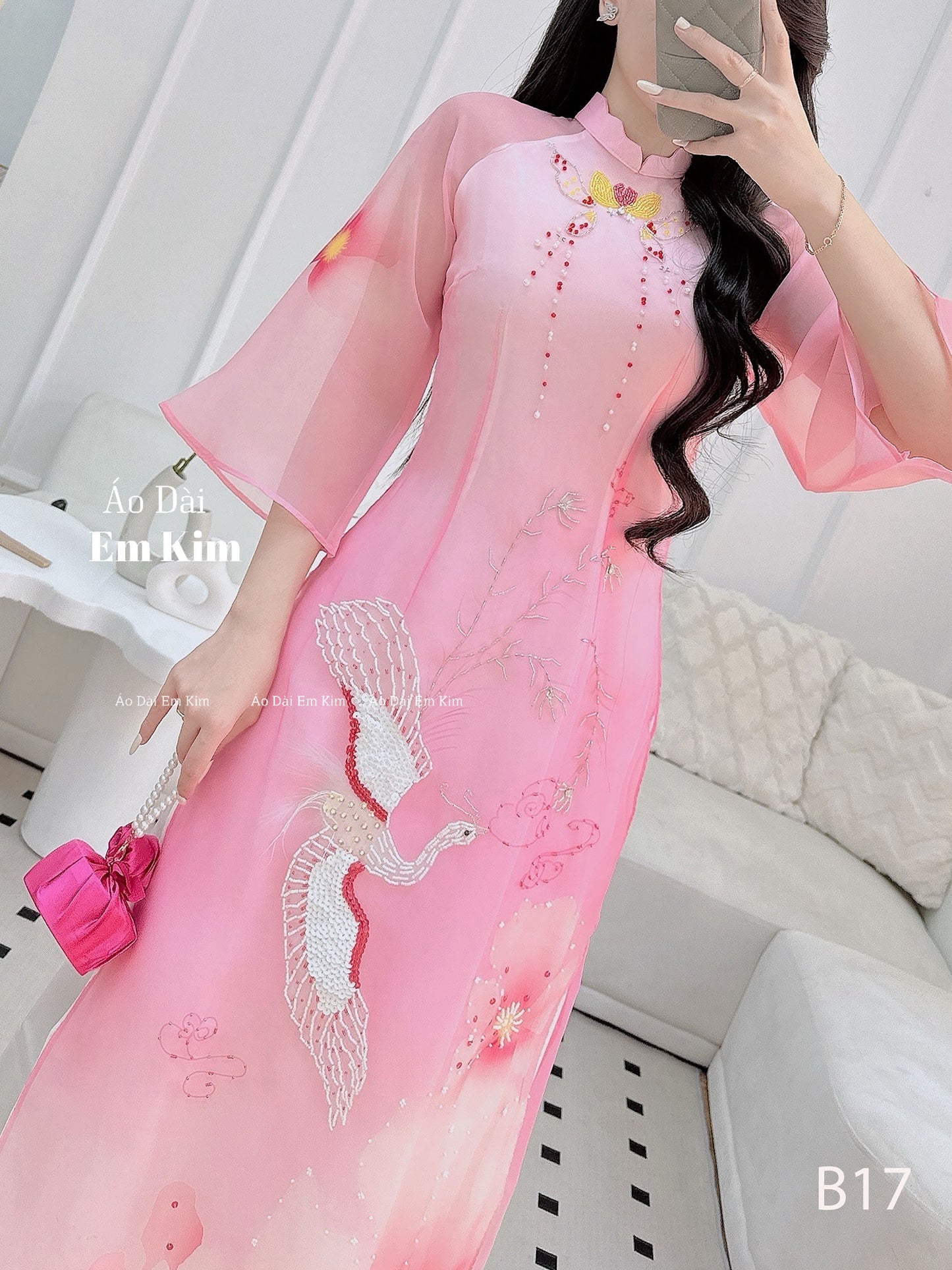 Pink tapta design Modern Ao Dai |B17