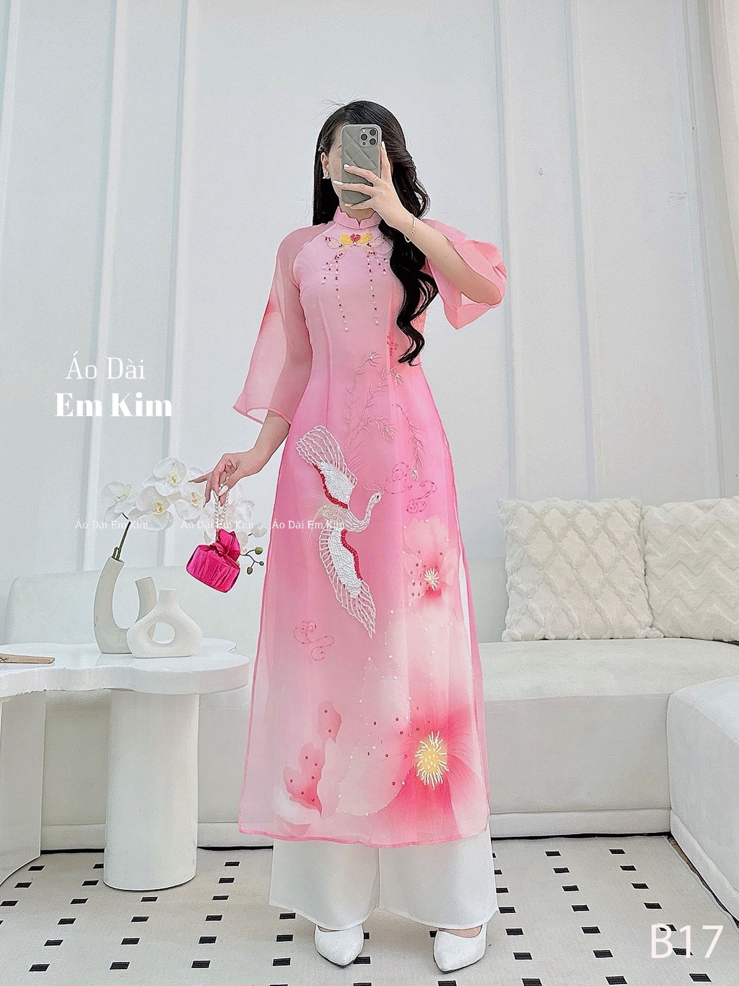 Pink tapta design Modern Ao Dai |B17