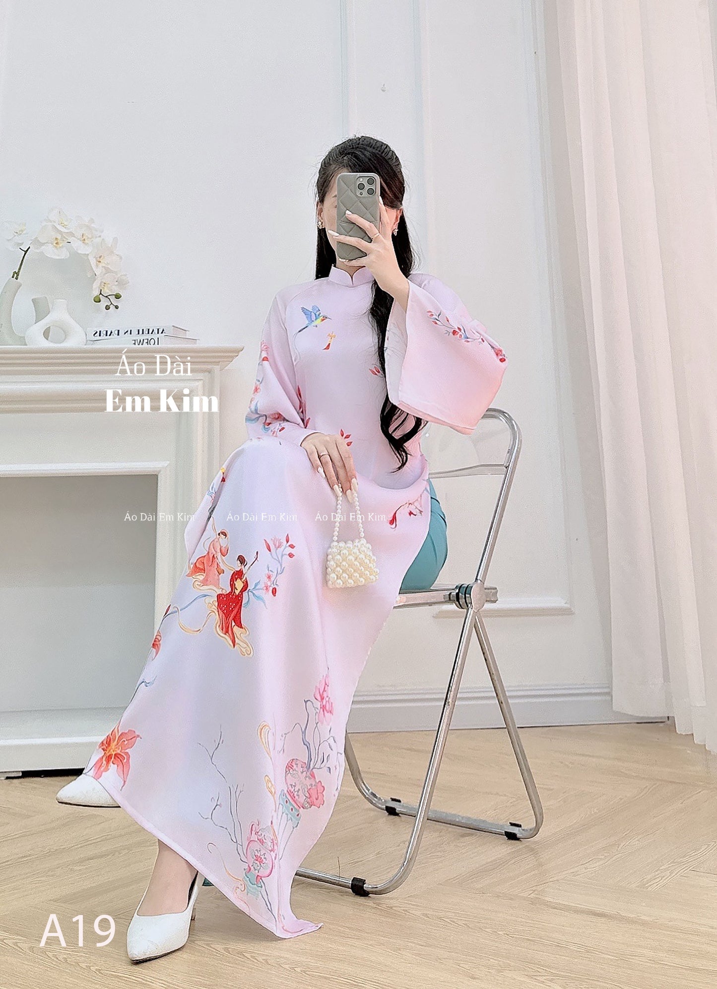 Pink lua New year Ao Dai A19