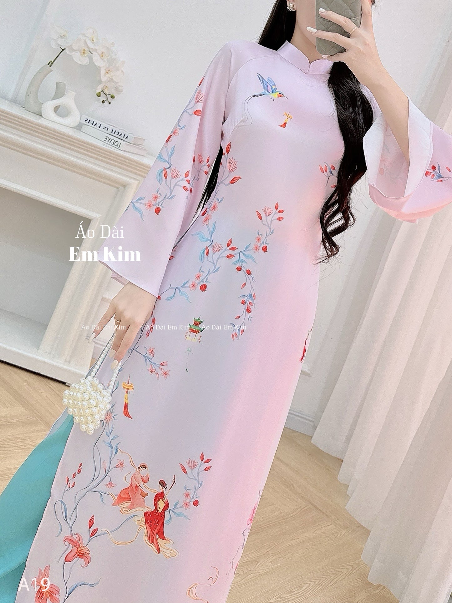 Pink lua New year Ao Dai A19