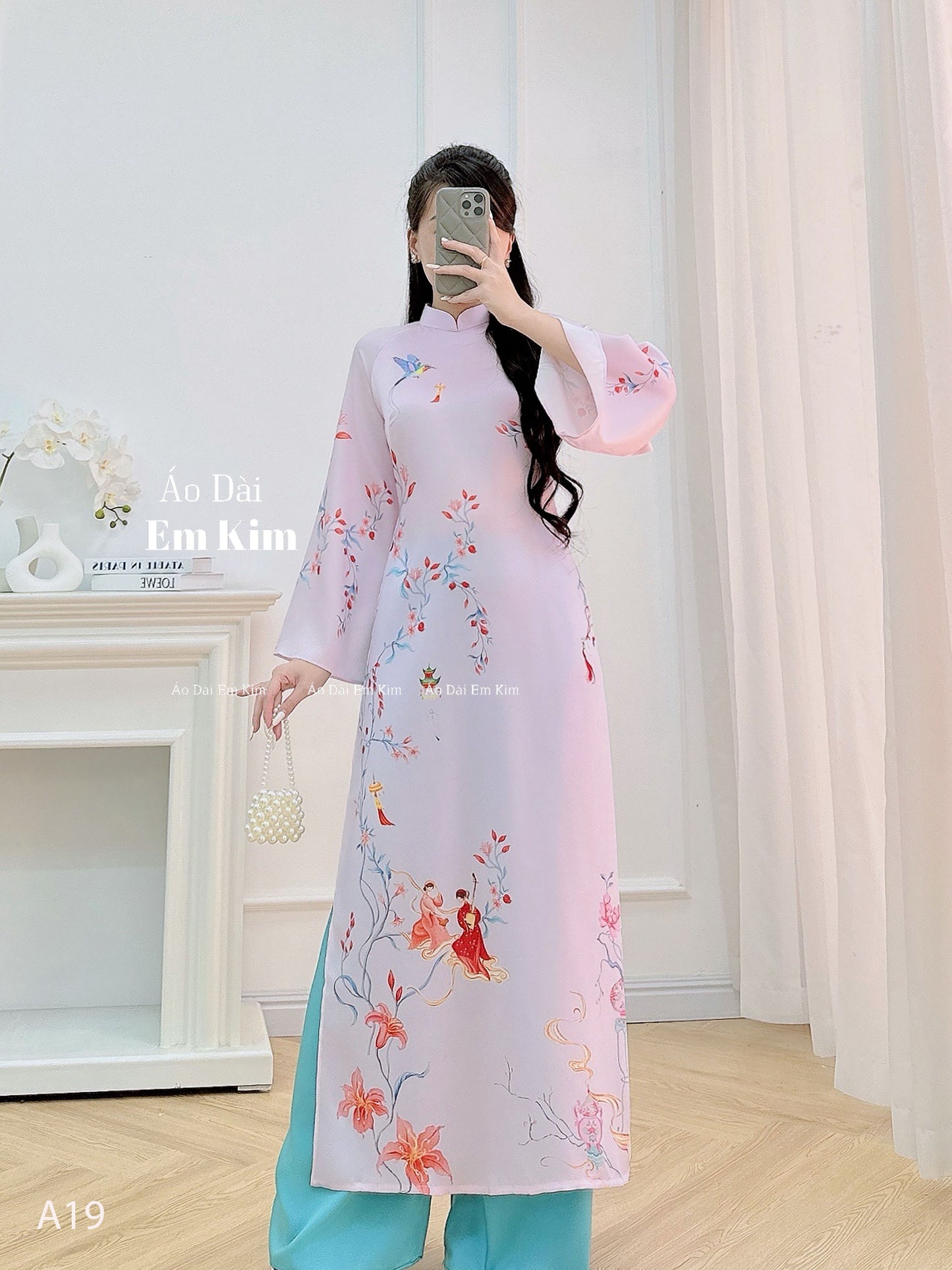 Pink lua New year Ao Dai A19