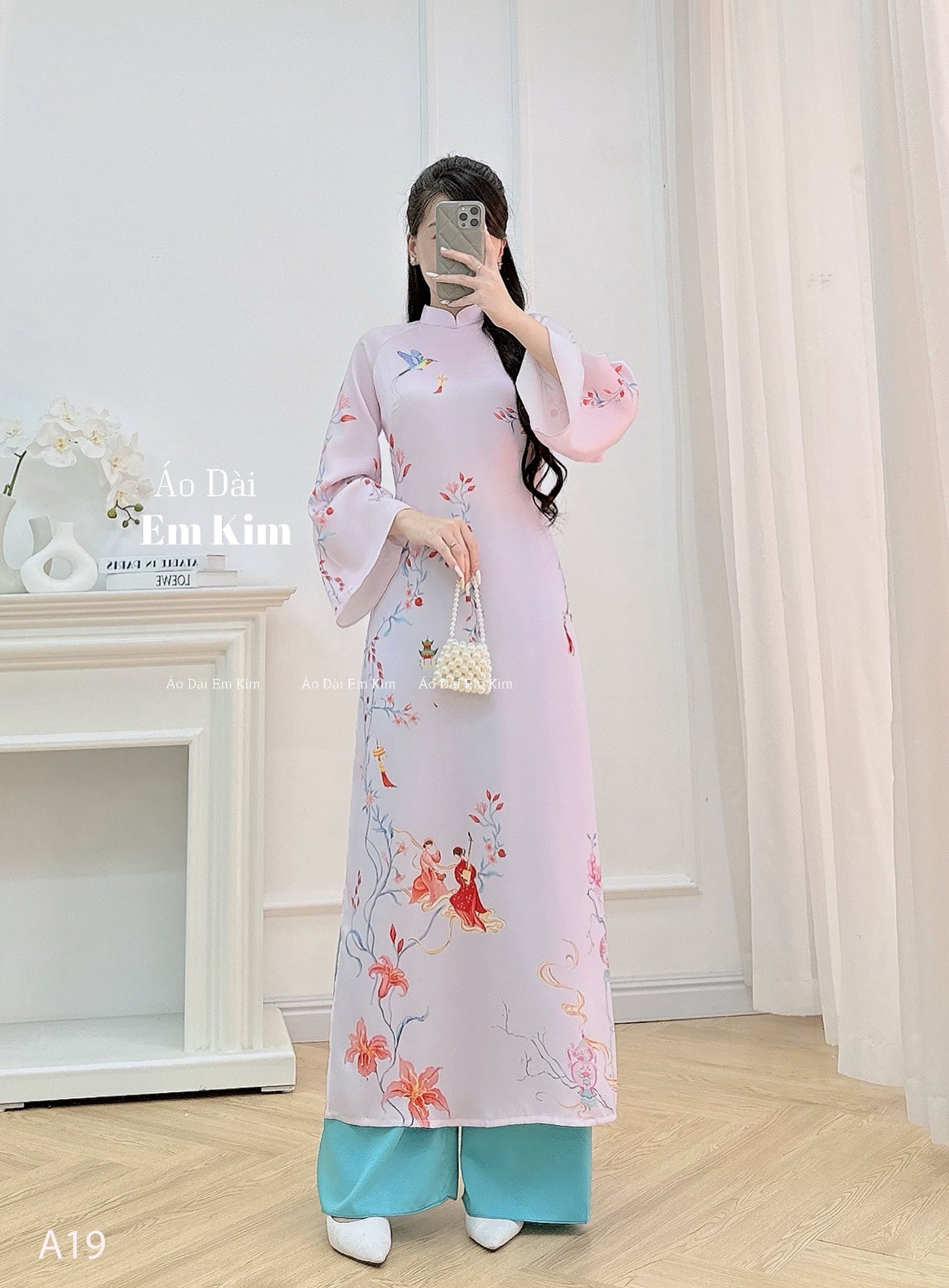 Pink lua New year Ao Dai A19