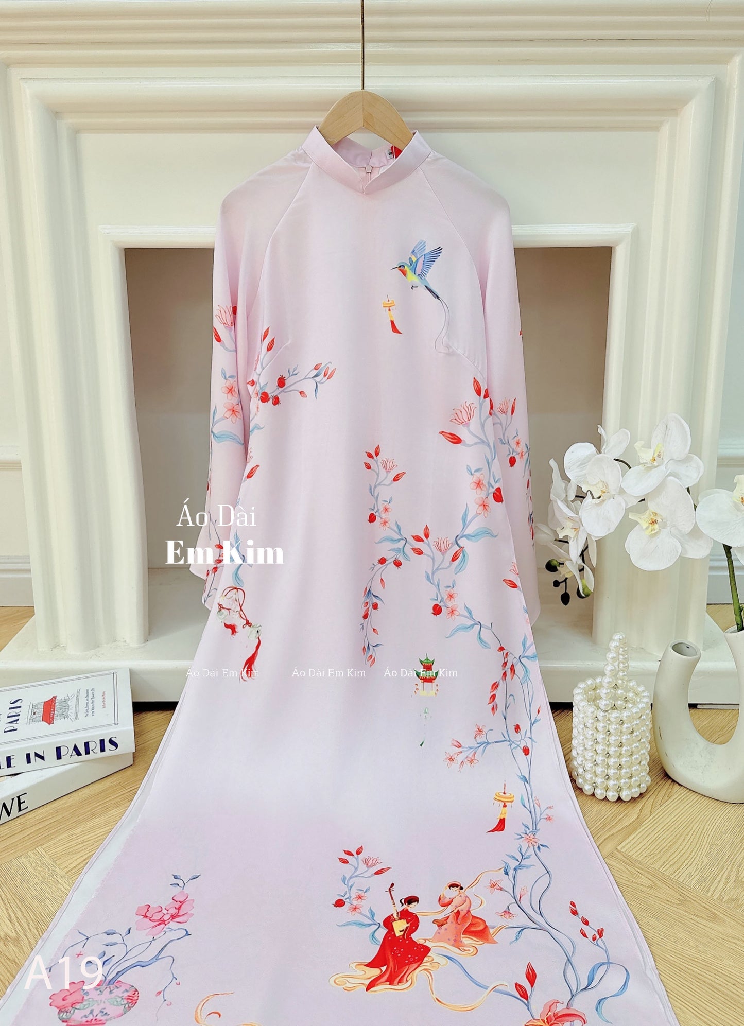 Pink lua New year Ao Dai A19