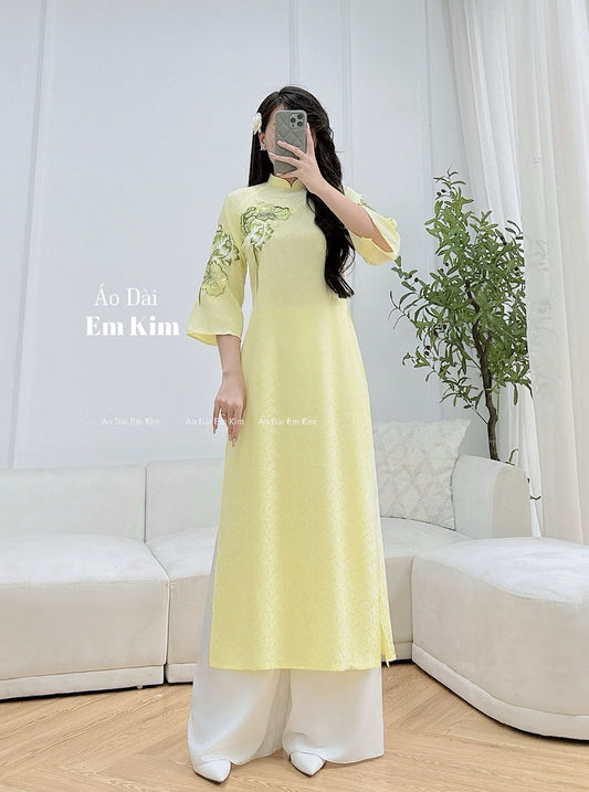 Yellow theu Design Ao Dai  B35