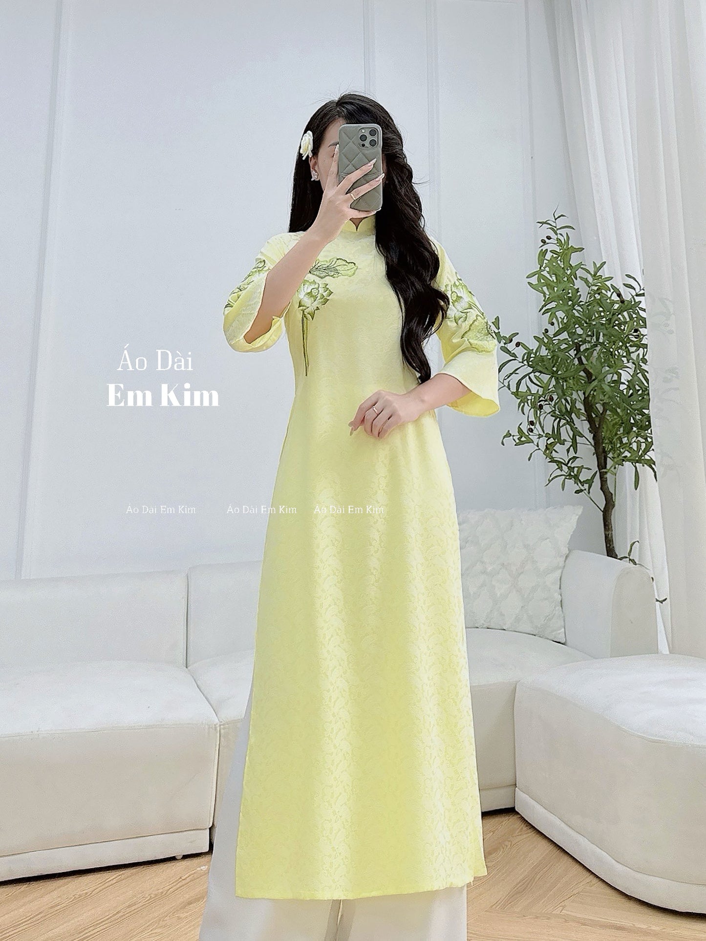 Yellow theu Design Ao Dai  B35