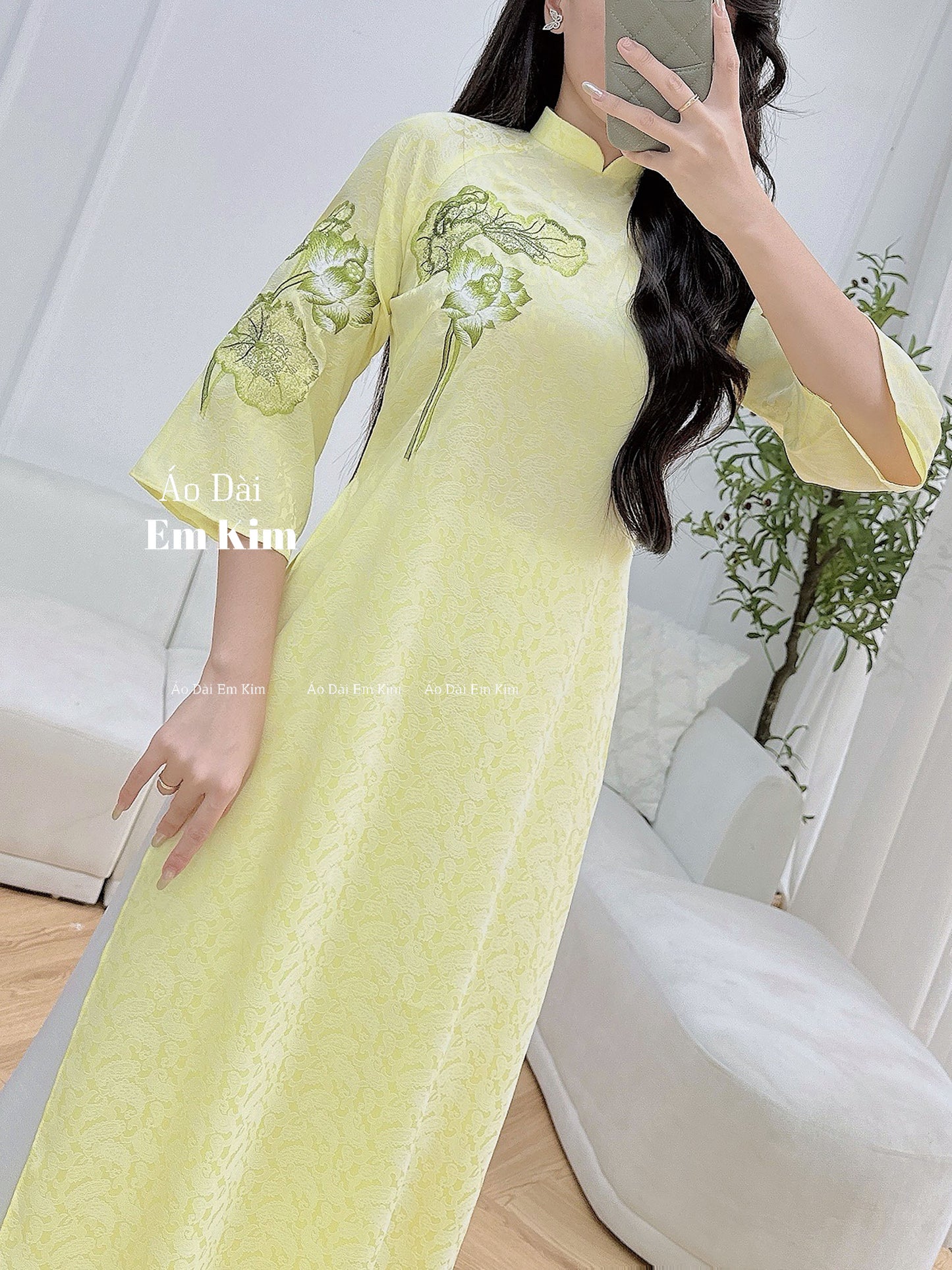 Yellow theu Design Ao Dai  B35