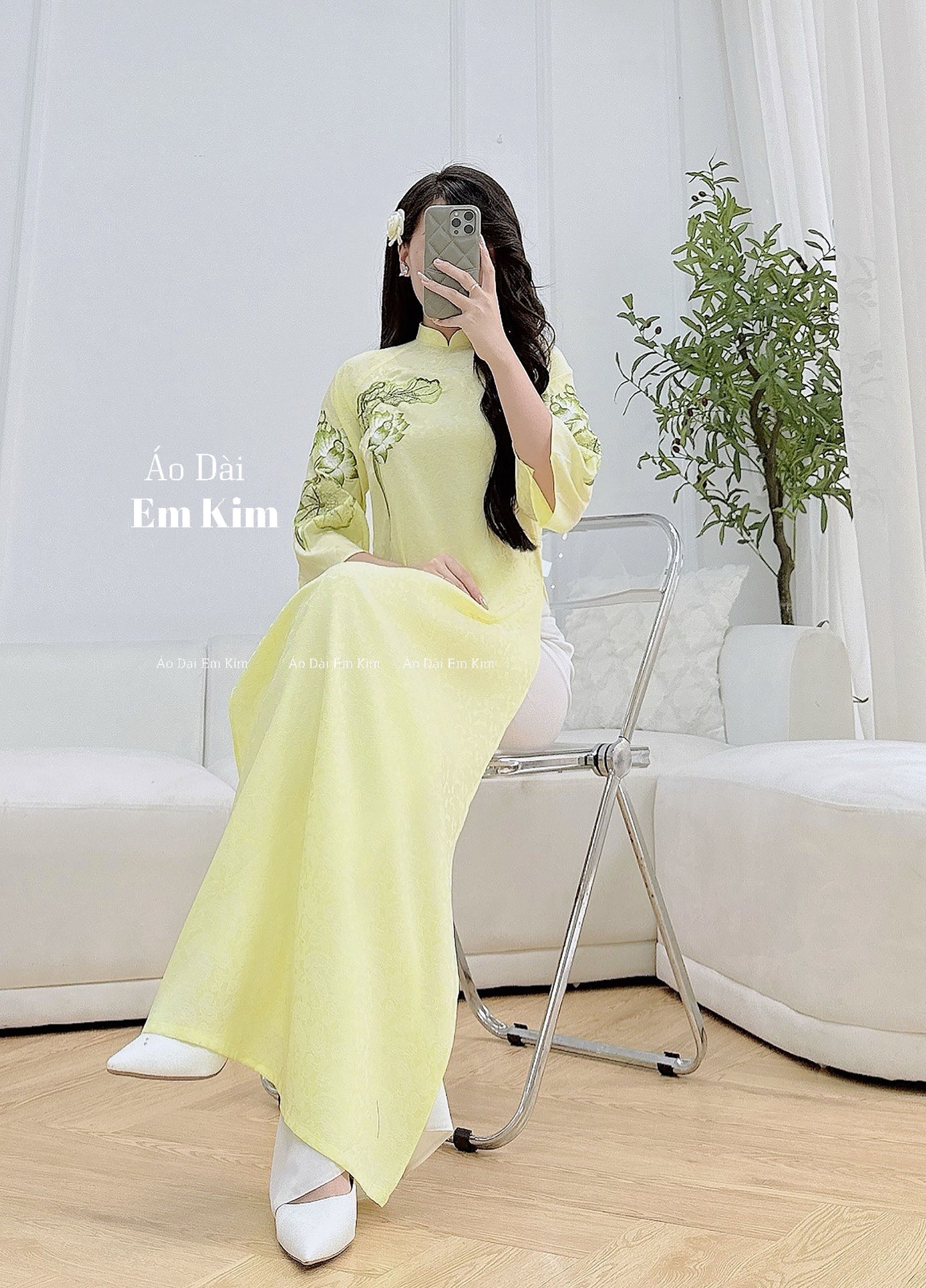 Yellow theu Design Ao Dai  B35