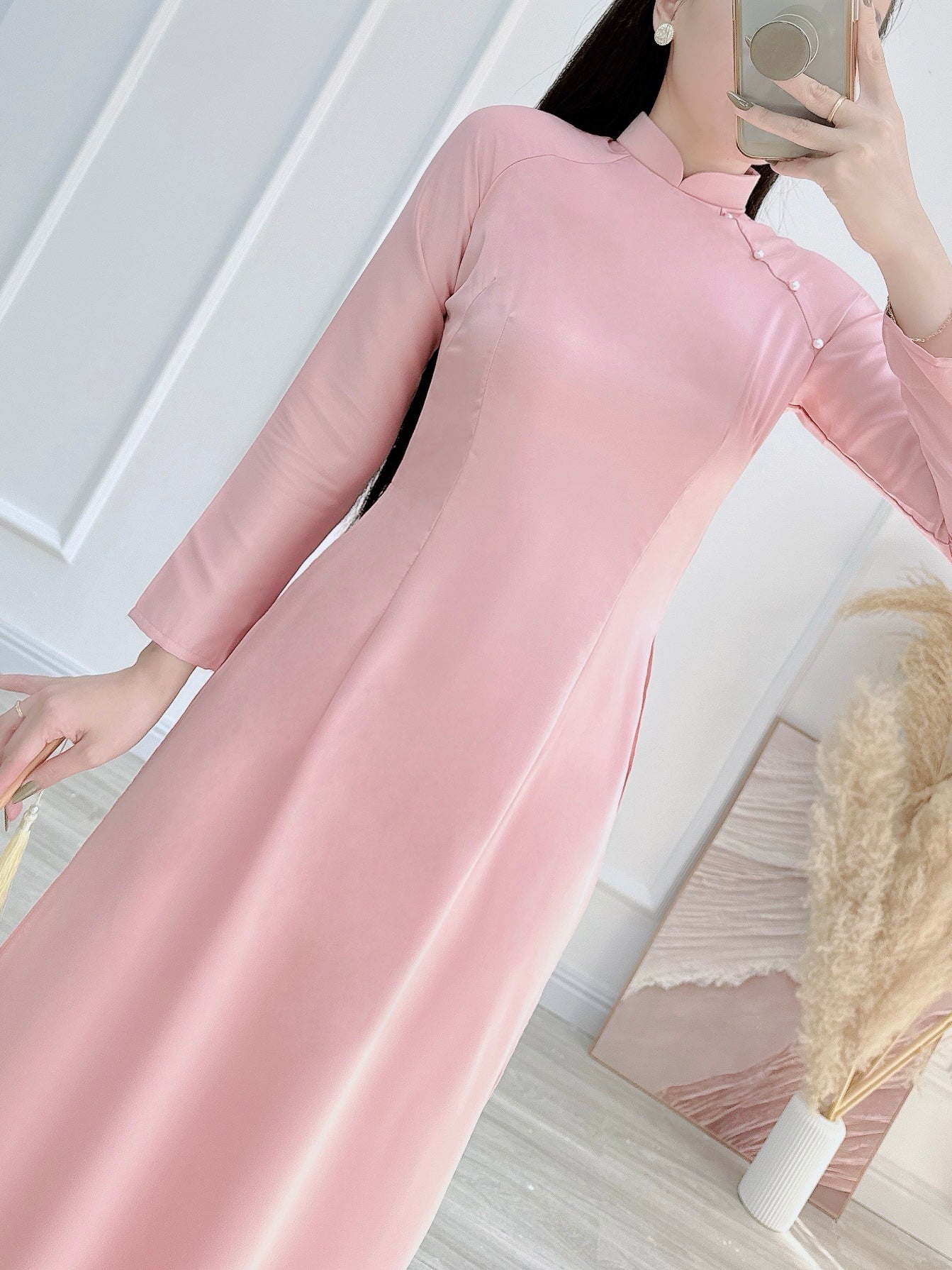 Plain Ao Dai No Pant | Pre-made Vietnamese Dress for Lunar New Year Ao Dai Viet Nam|Ao Dai Cach Tan with Pants Q12