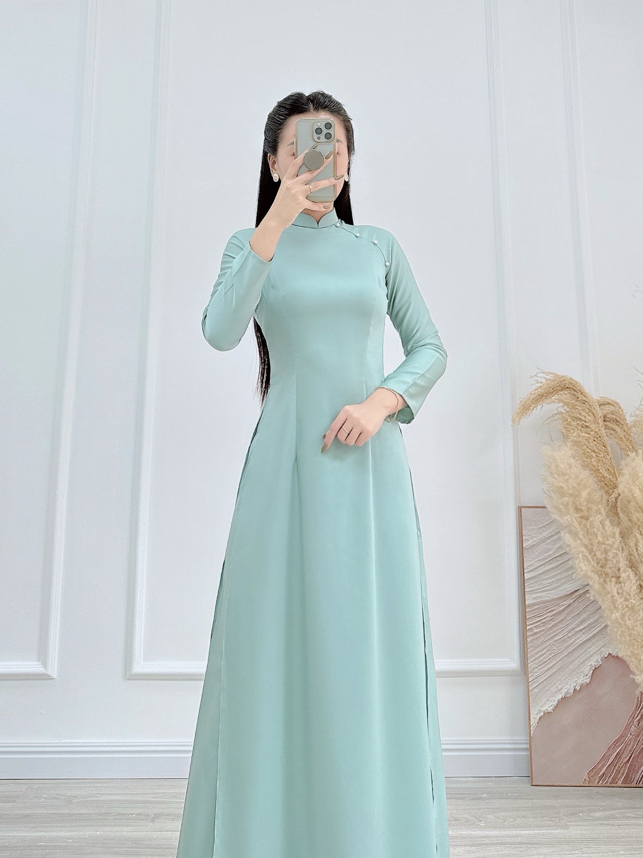 Plain Ao Dai No Pant | Pre-made Vietnamese Dress for Lunar New Year Ao Dai Viet Nam|Ao Dai Cach Tan with Pants Q12