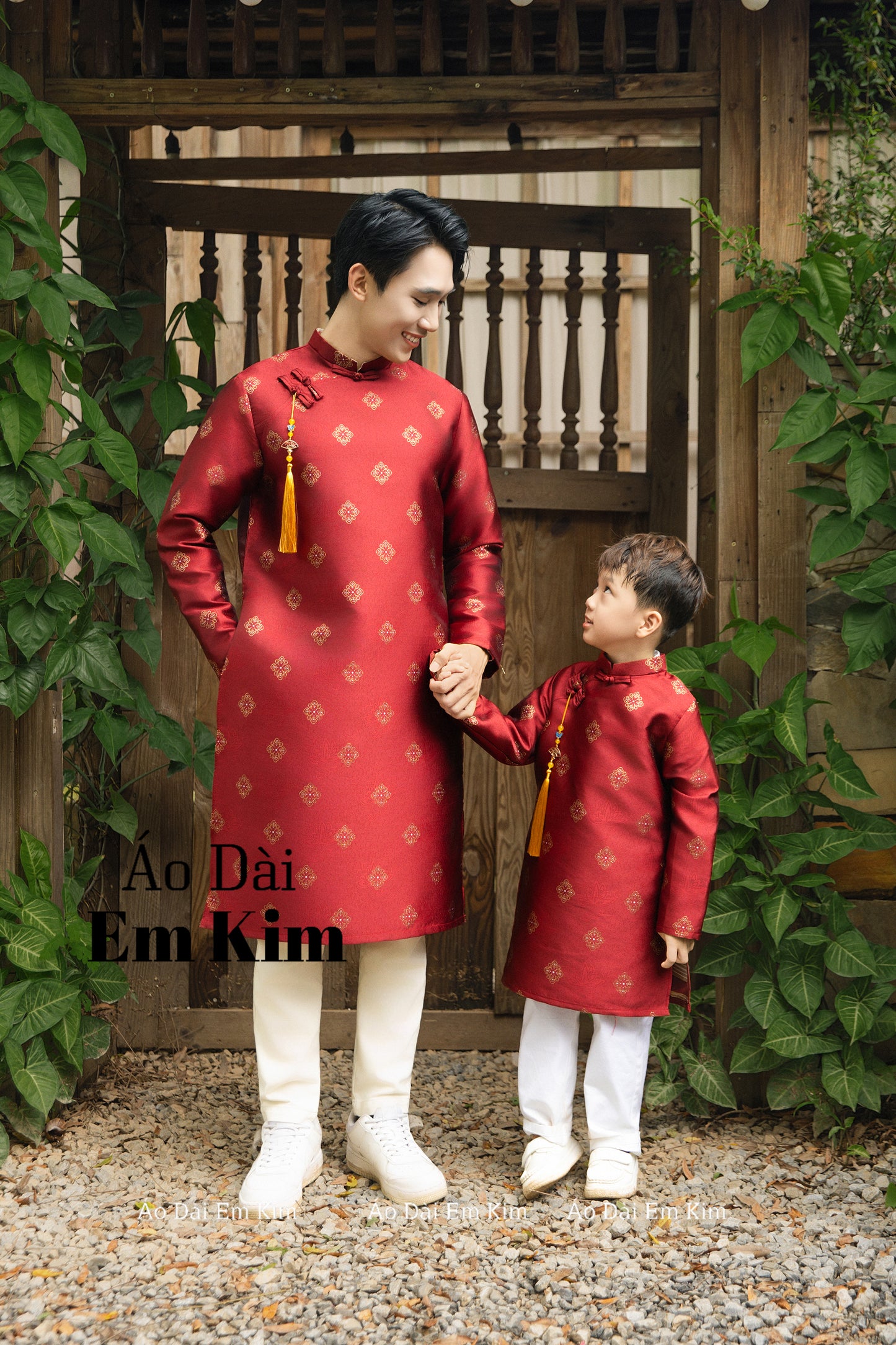 RED tapta dad and boy Matching Ao Dai, ADN79