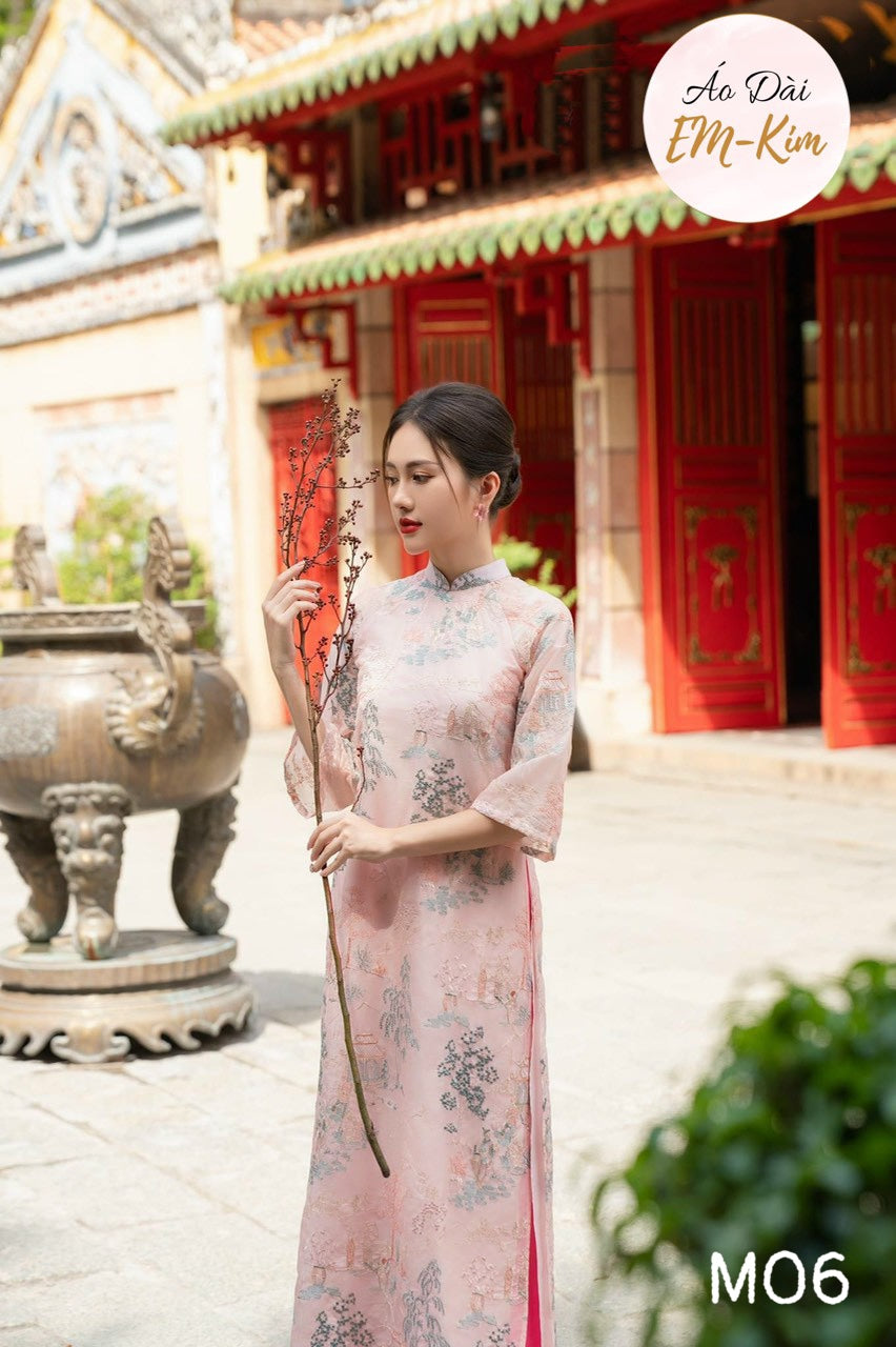 Pink Embroidery Ao Dai|M06