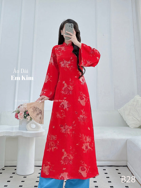 Trendy Gam Red Ao Dai |B28