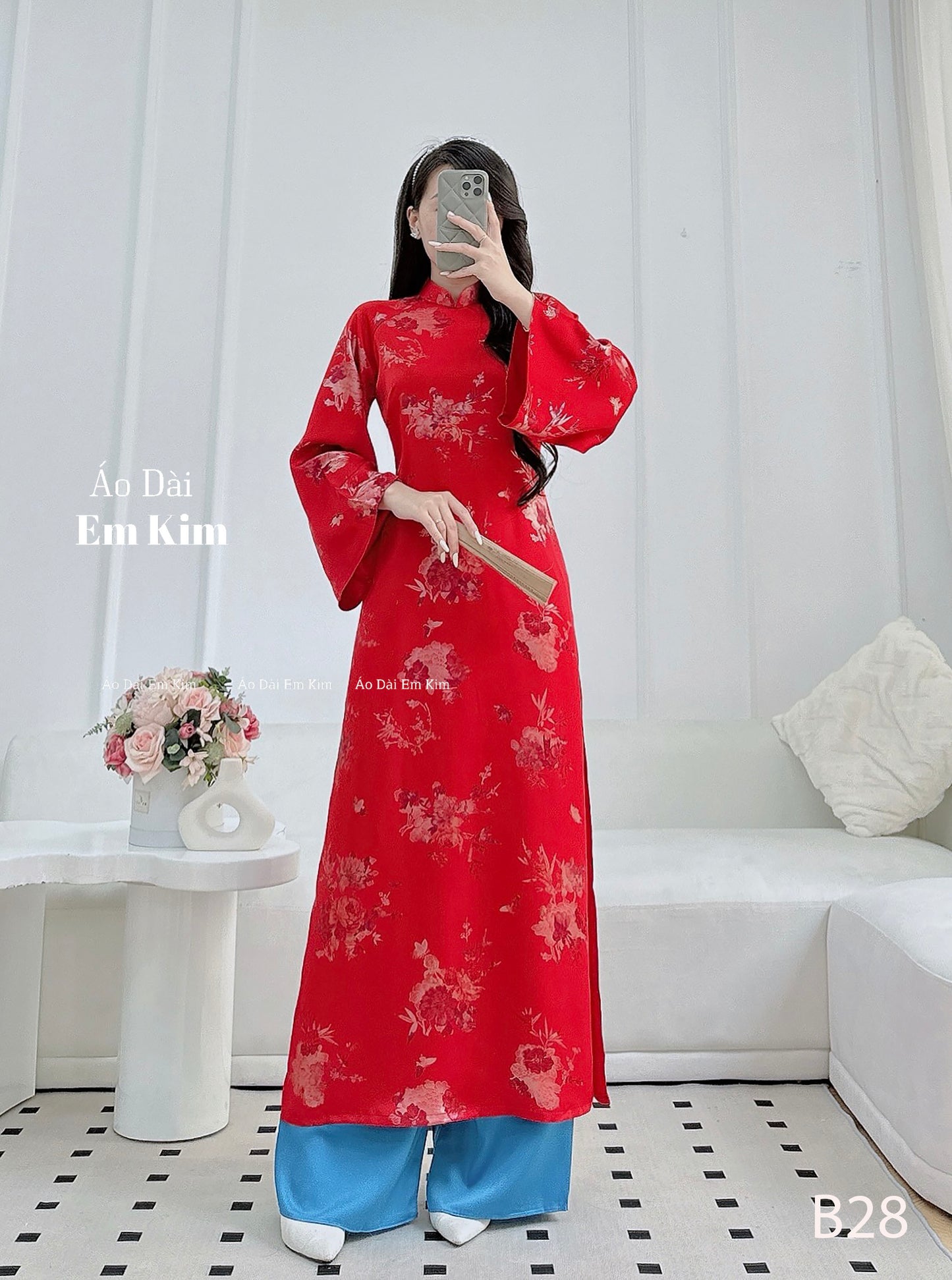 Trendy Gam Red Ao Dai |B28