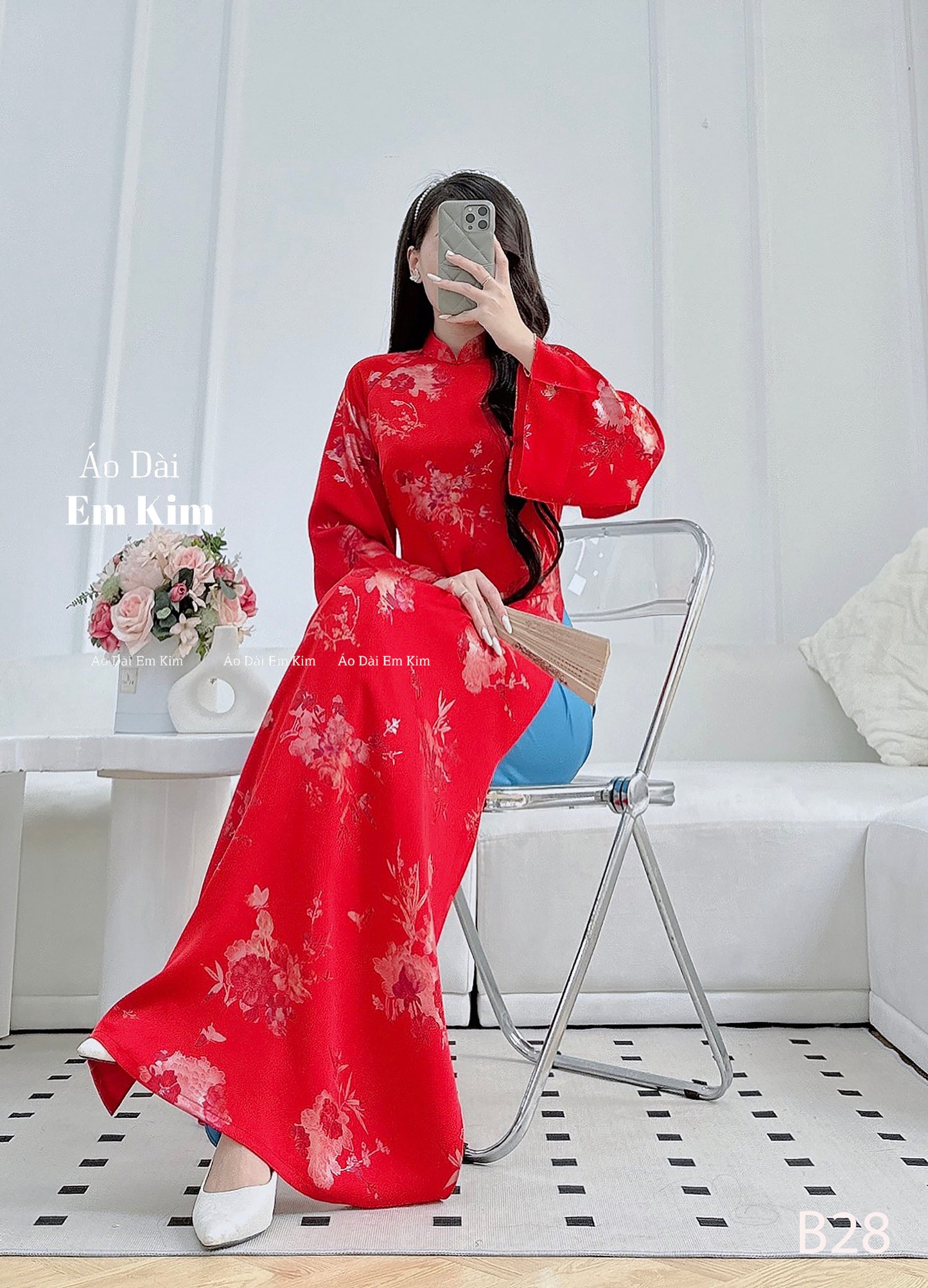 Trendy Gam Red Ao Dai |B28