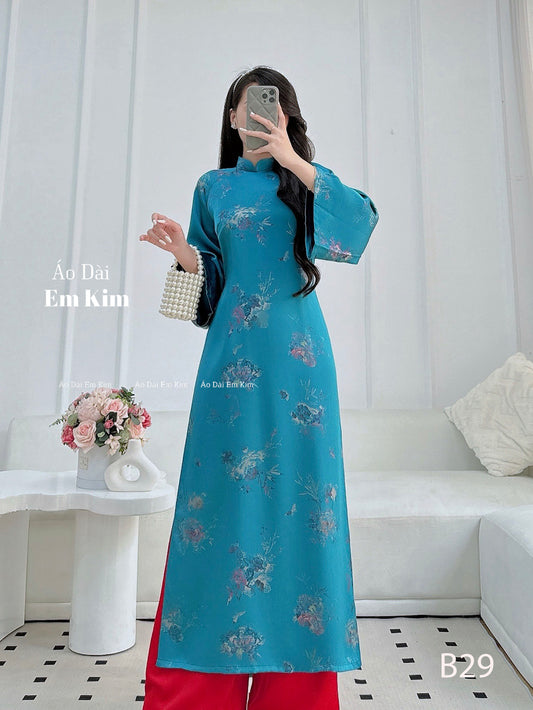 Trendy Gam Blue Ao Dai | B29