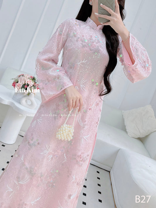 Kim sa Bling bling Pink ao Dai| B27