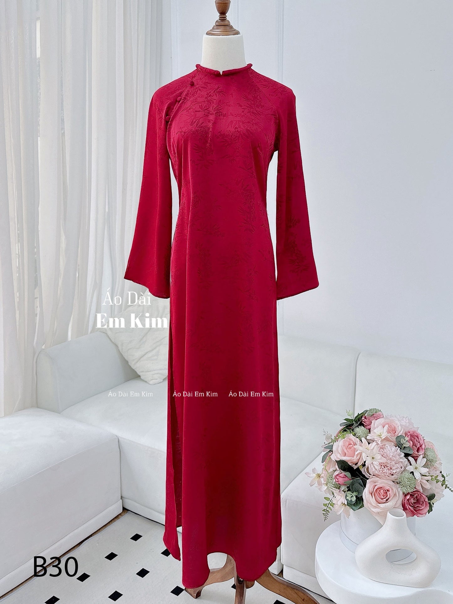 Trendy gam Red Ao Dai plain | B30