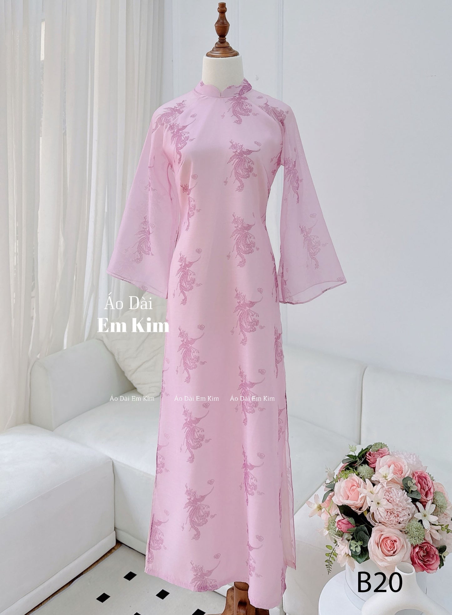 Pink Silk flare sleeve Ao Dai |B20