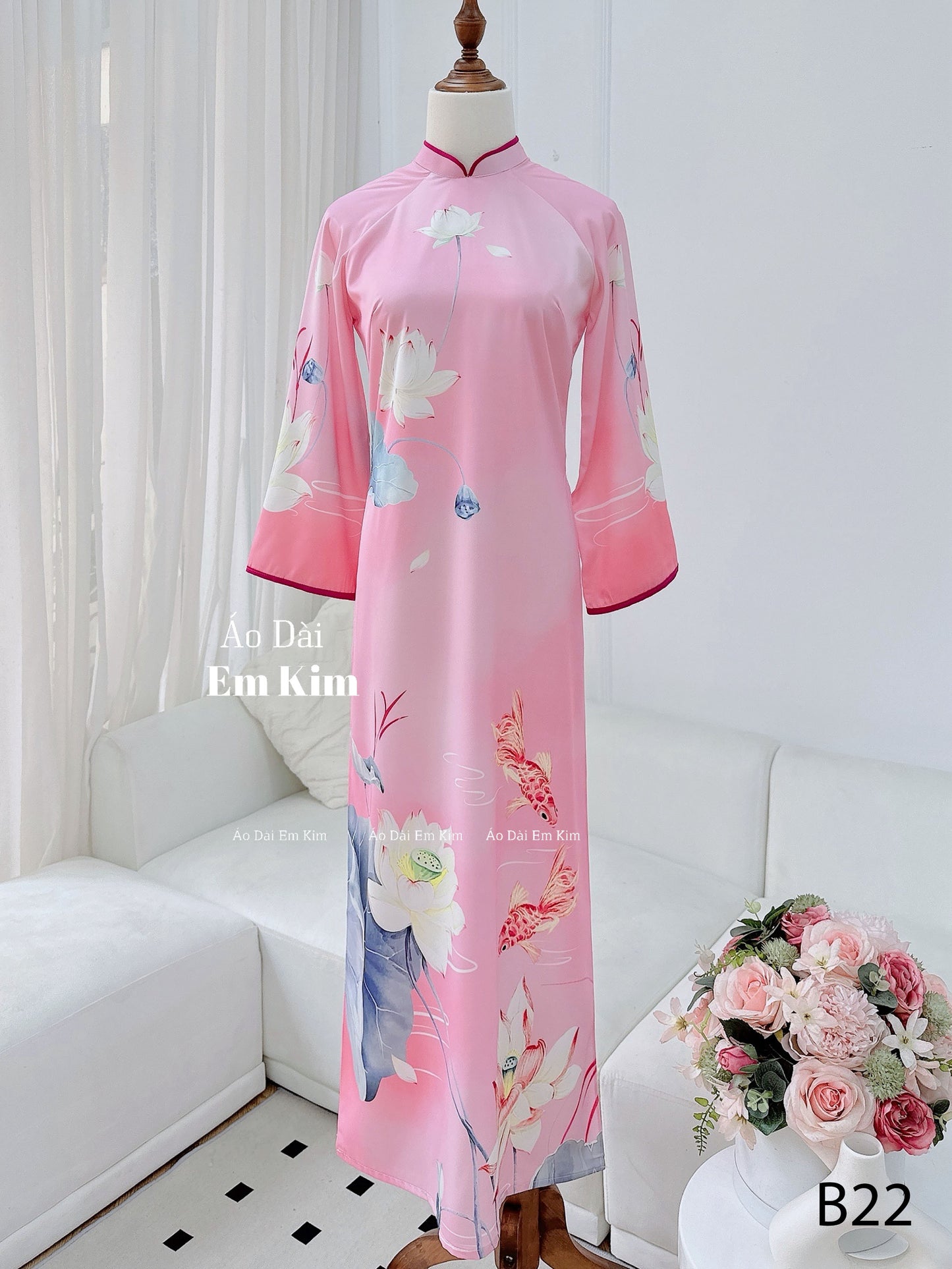Ao Dai lụa TET 2026 Pink B22