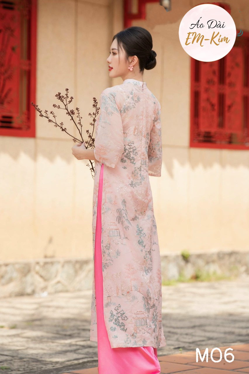 Pink Embroidery Ao Dai|M06